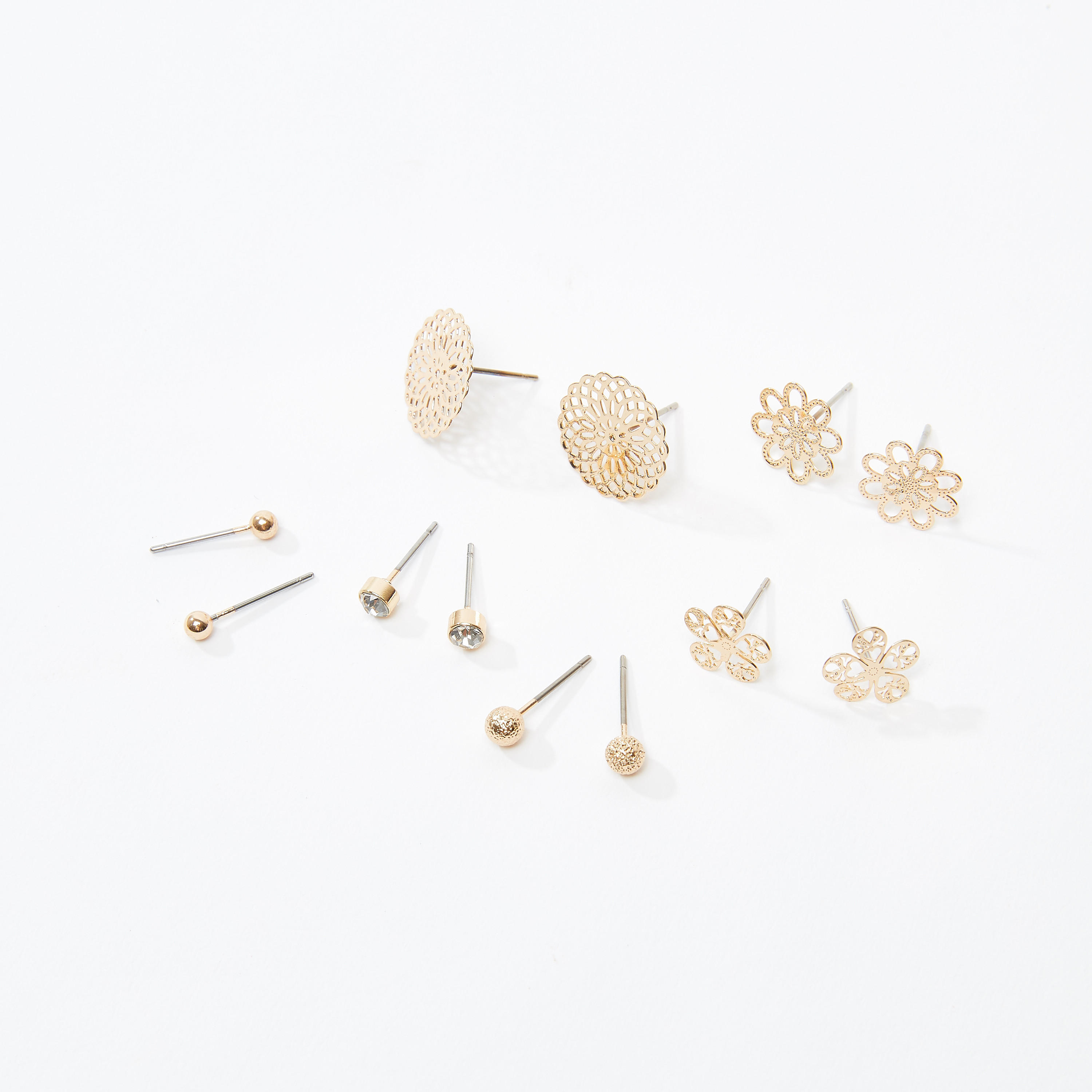 حلق مزيّن بمكبس إغلاق - طقم من 6 أزواج-women-watchesandjewellery-jewellery-earrings-image-1