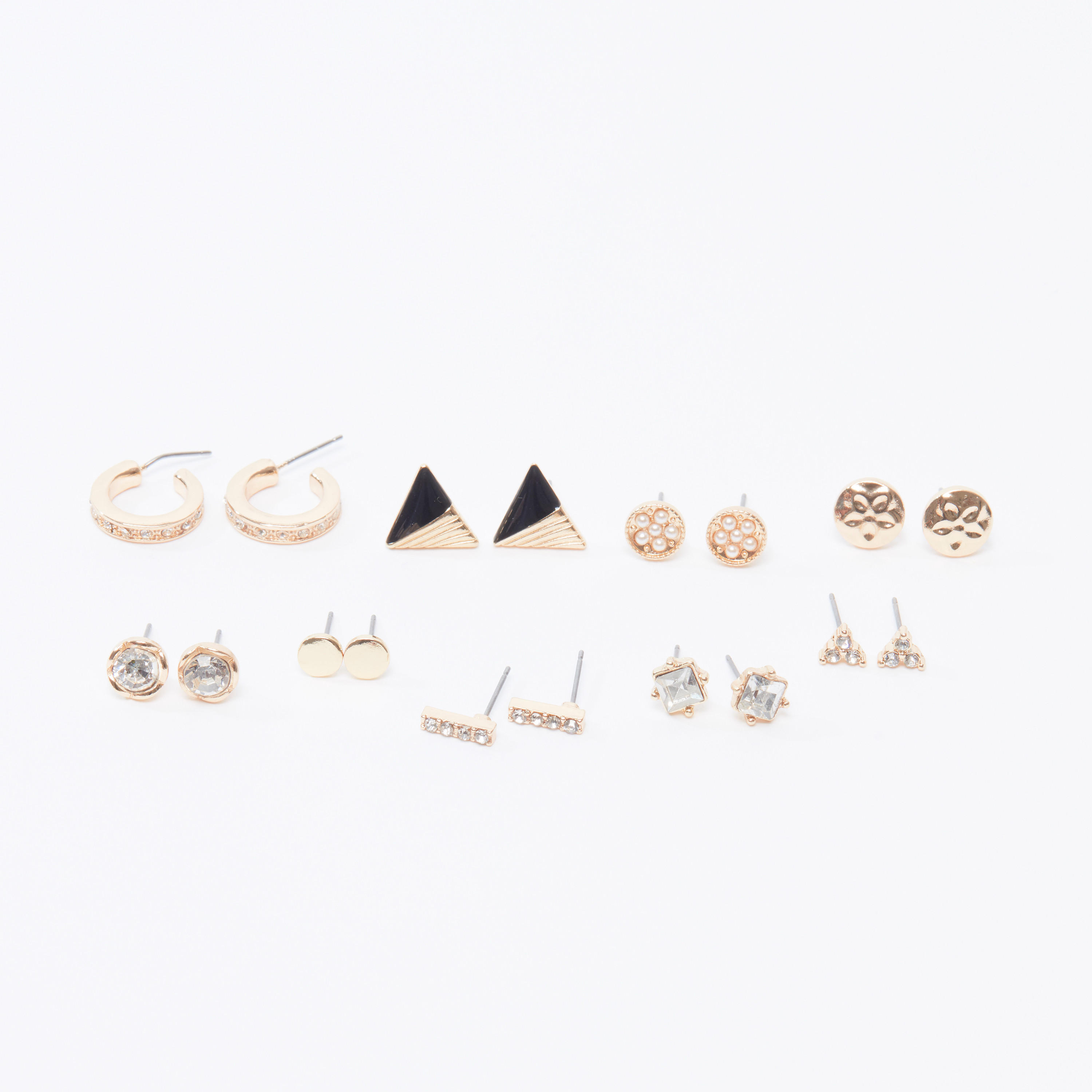 أقراط متنوعة بمكبس إغلاق - طقم من 9 أزواج-women-watchesandjewellery-jewellery-earrings-image-1