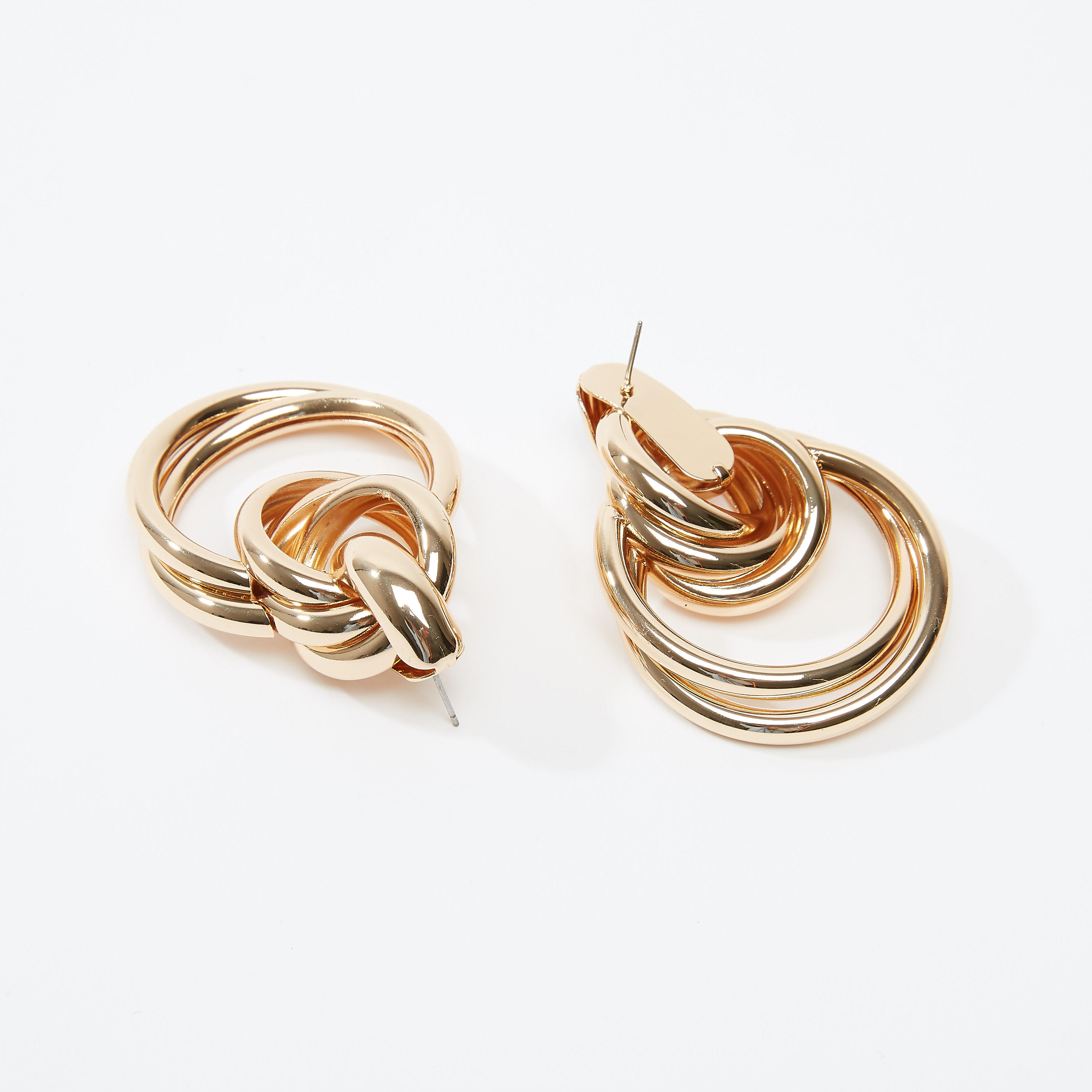 حلقان بدلّاية ميتاليك ومكبس إغلاق-women-watchesandjewellery-jewellery-earrings-image-1