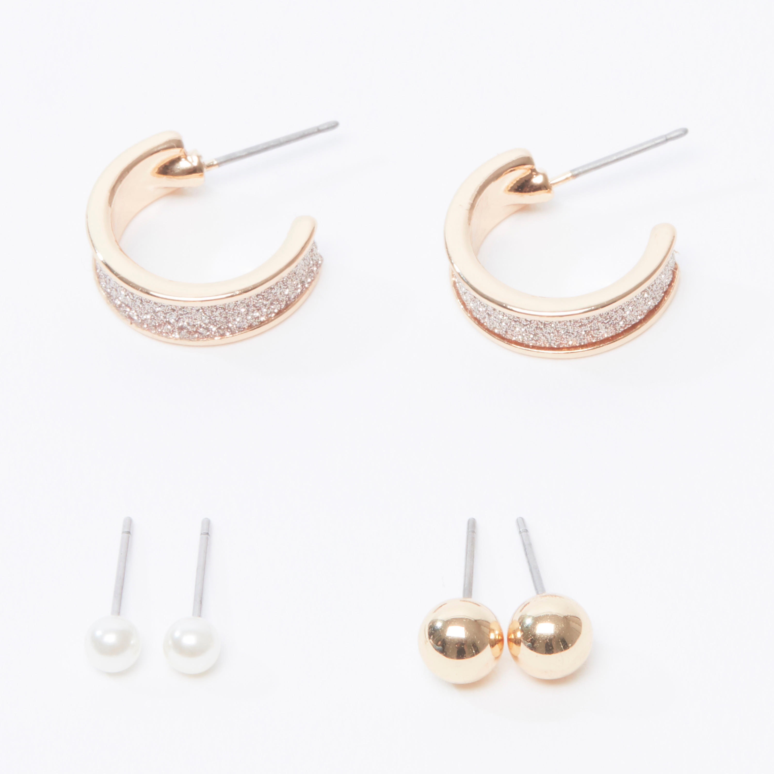 Set of 3 - Embellished Earrings with Pushback Closure-women-watchesandjewellery-jewellery-earrings-image-1