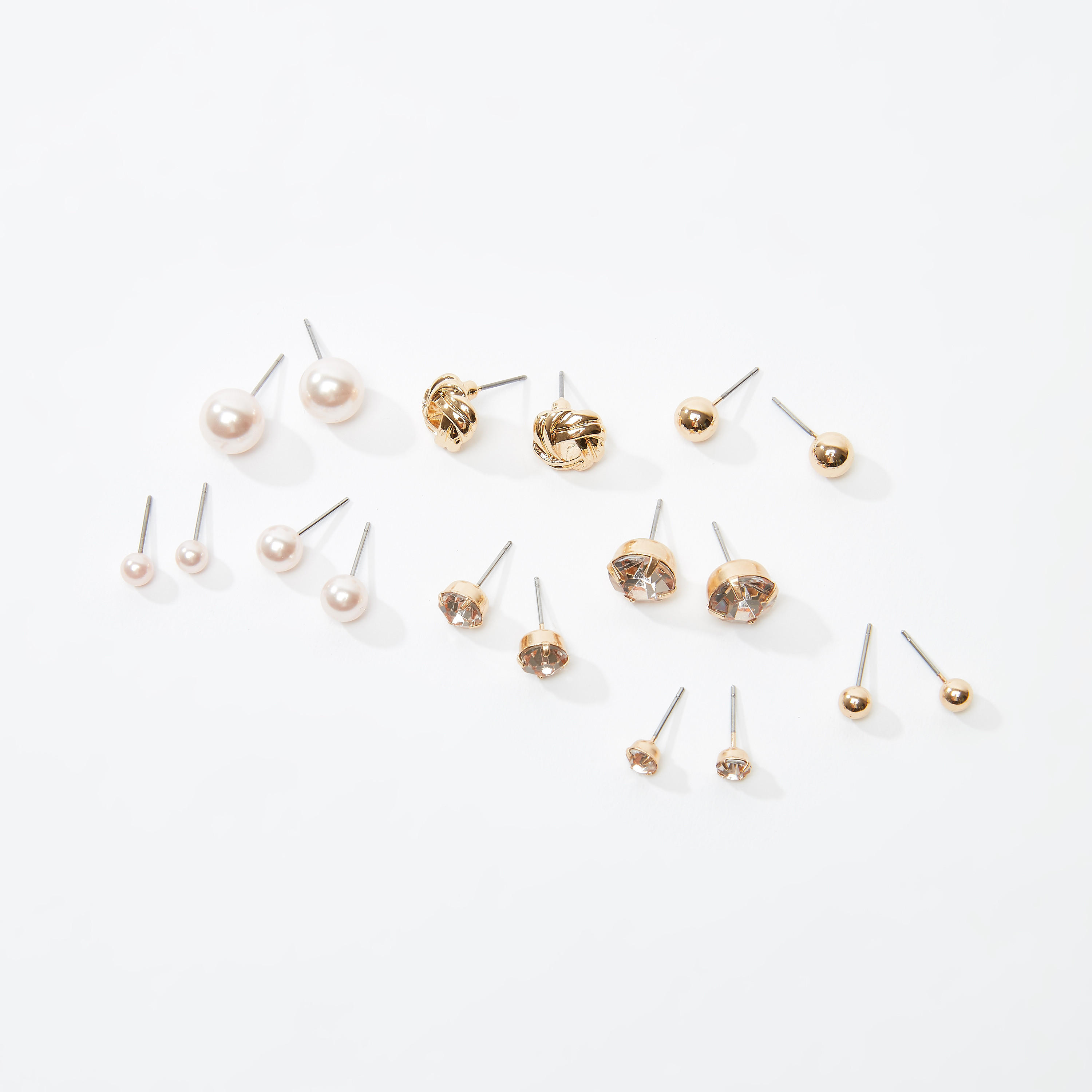 Set of 9 - Assorted Stud Earrings with Pushback Closure-women-watchesandjewellery-jewellery-earrings-image-1