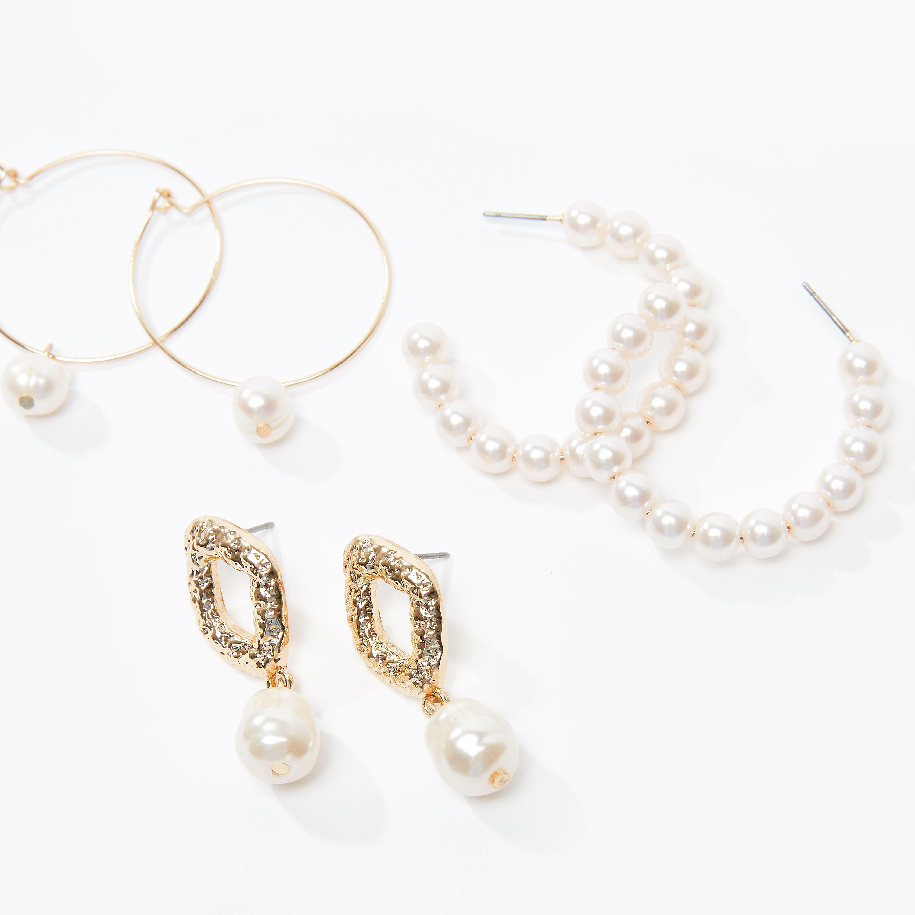 حلقان متدلية متنوعة - طقم من 3 أزواج-women-watchesandjewellery-jewellery-earrings-image-1