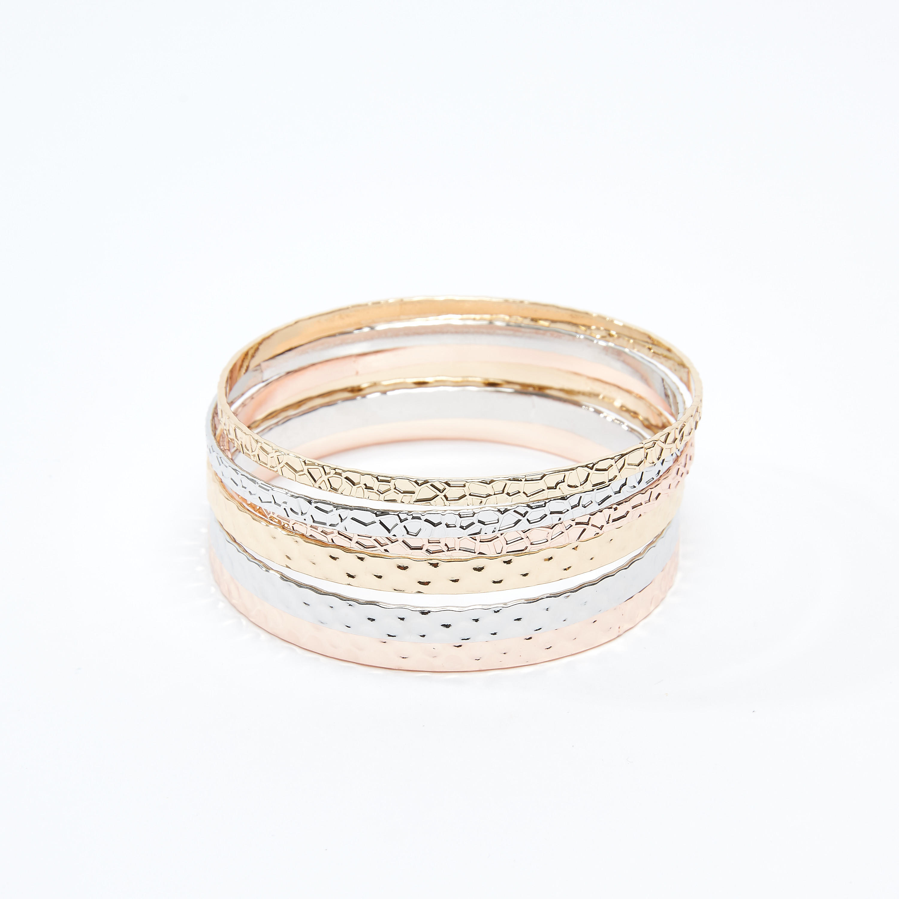 أساور بارزة الملمس - طقم من 6 قطع-women-watchesandjewellery-jewellery-banglesandbracelets-image-1