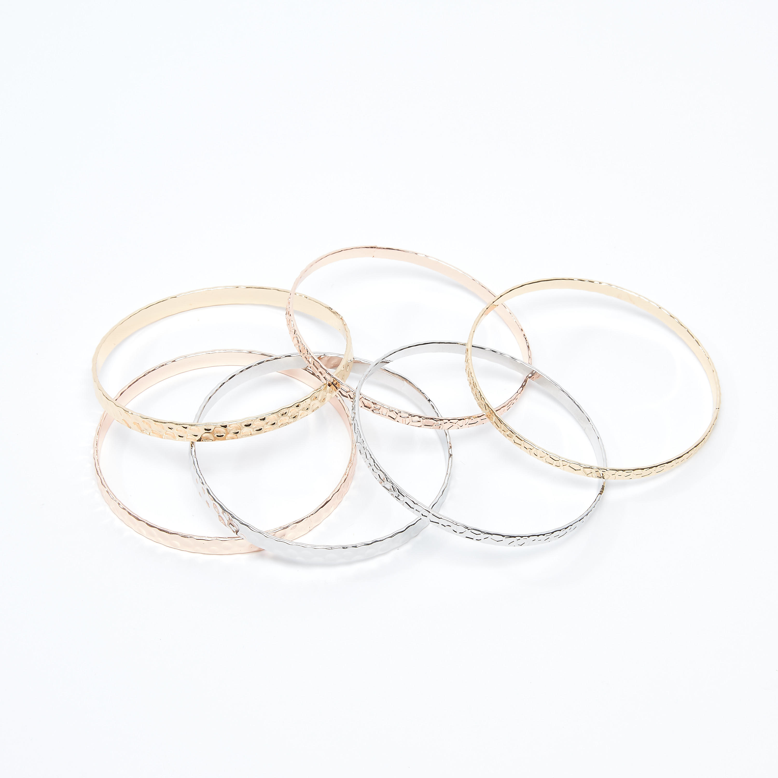 أساور بارزة الملمس - طقم من 6 قطع-women-watchesandjewellery-jewellery-banglesandbracelets-image-3