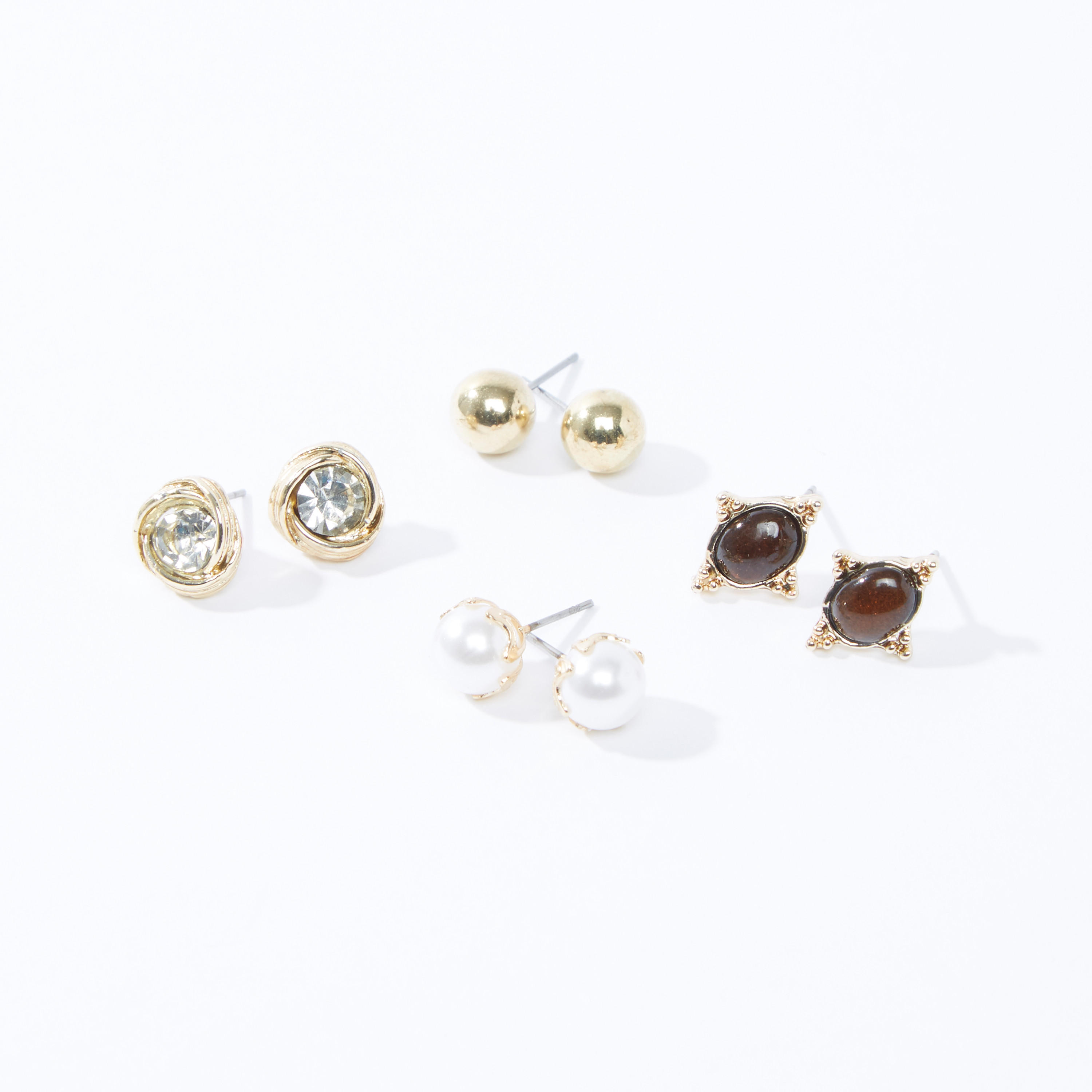 Set of 4 - Assorted Stud Earrings with Pushback Closure-women-watchesandjewellery-jewellery-earrings-image-1