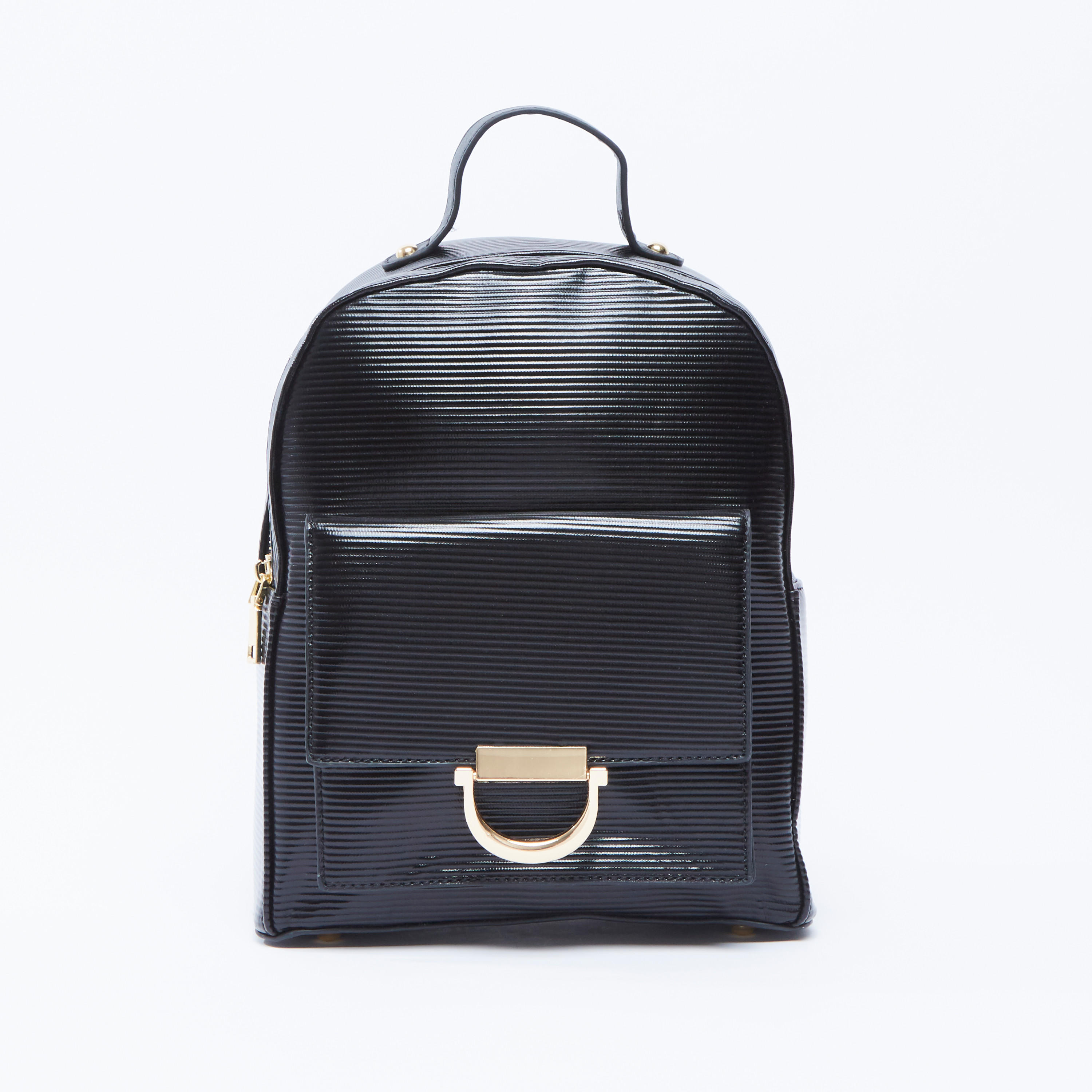 شنطة ظهر بارزة الملمس بحمّالات كتف قابلة للتعديل ومقبض علوي-women-bagsandwallets-handbags-image-1