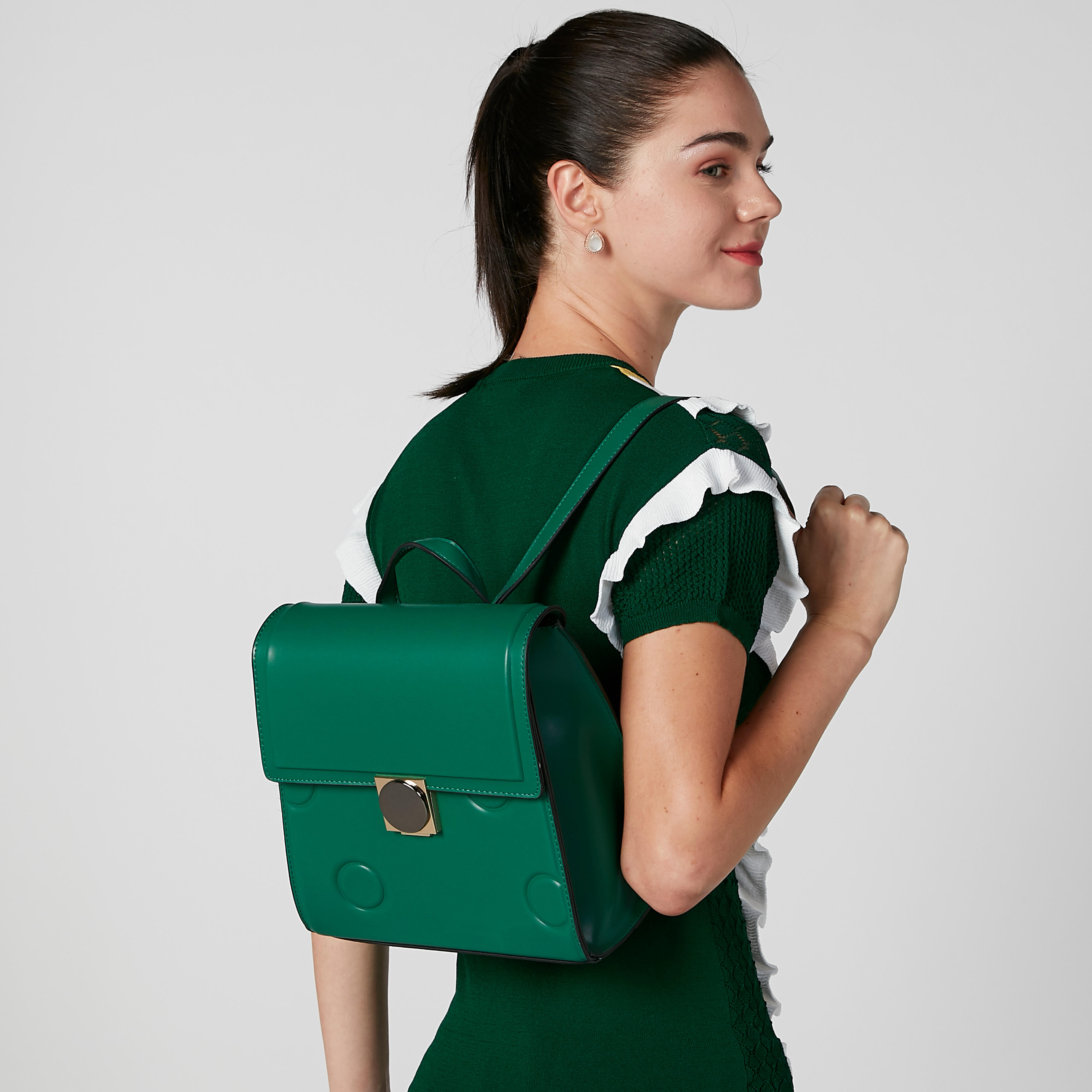 Plain Backpack with Adjustable Shoulder Straps and Flap Closure-women-bagsandwallets-handbags-image-2