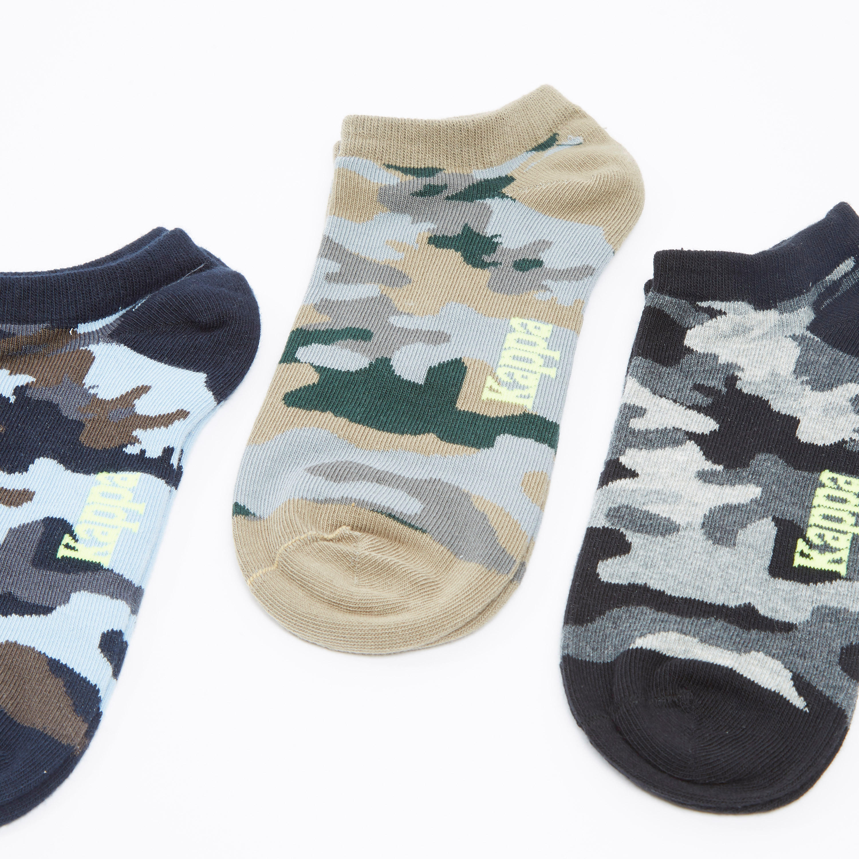 جوارب بطول الكاحل بحوّاف مطّاطية وطبعات مموّهة من كابا - طقم من 3 أزواج-men-socks-image-2