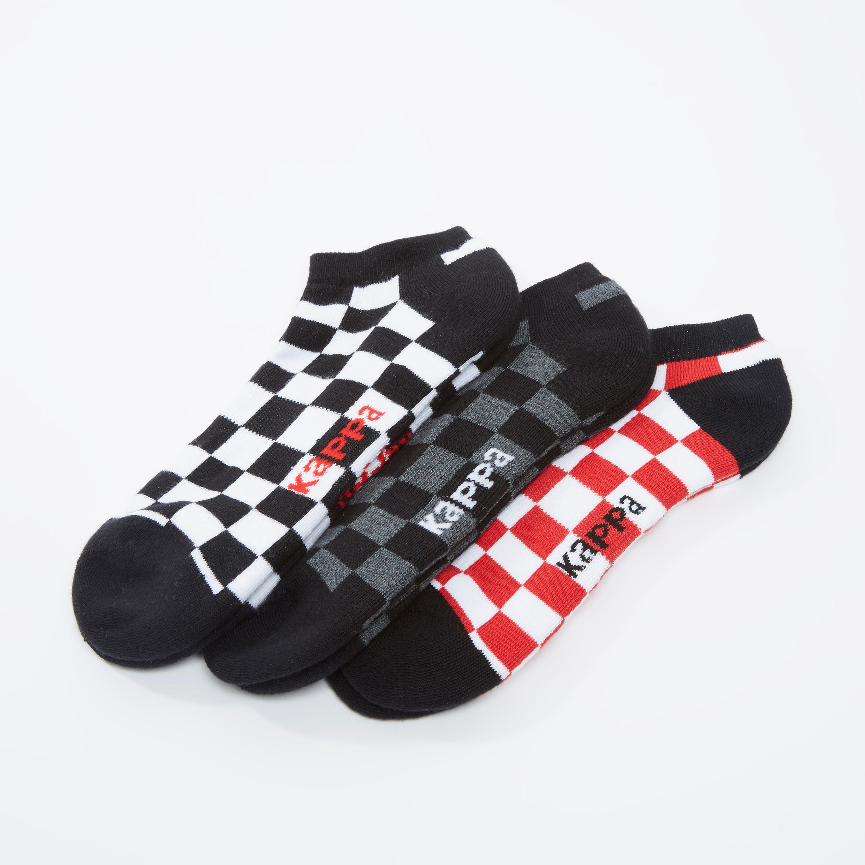جوارب كاروهات بطول الكاحل بحواف مضلّعة من كابا - طقم من 3 أزواج-men-socks-image-1