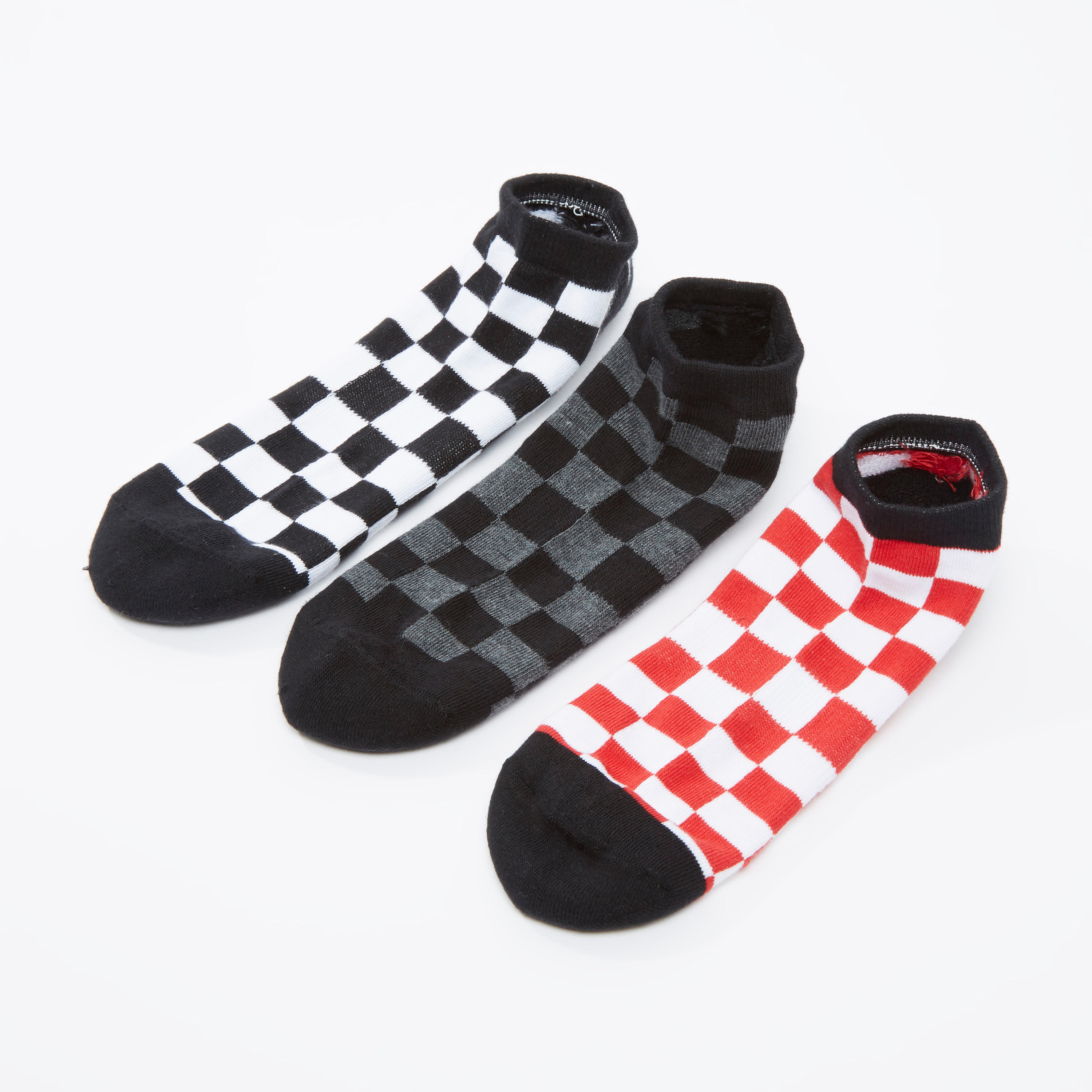 جوارب كاروهات بطول الكاحل بحواف مضلّعة من كابا - طقم من 3 أزواج-men-socks-image-2