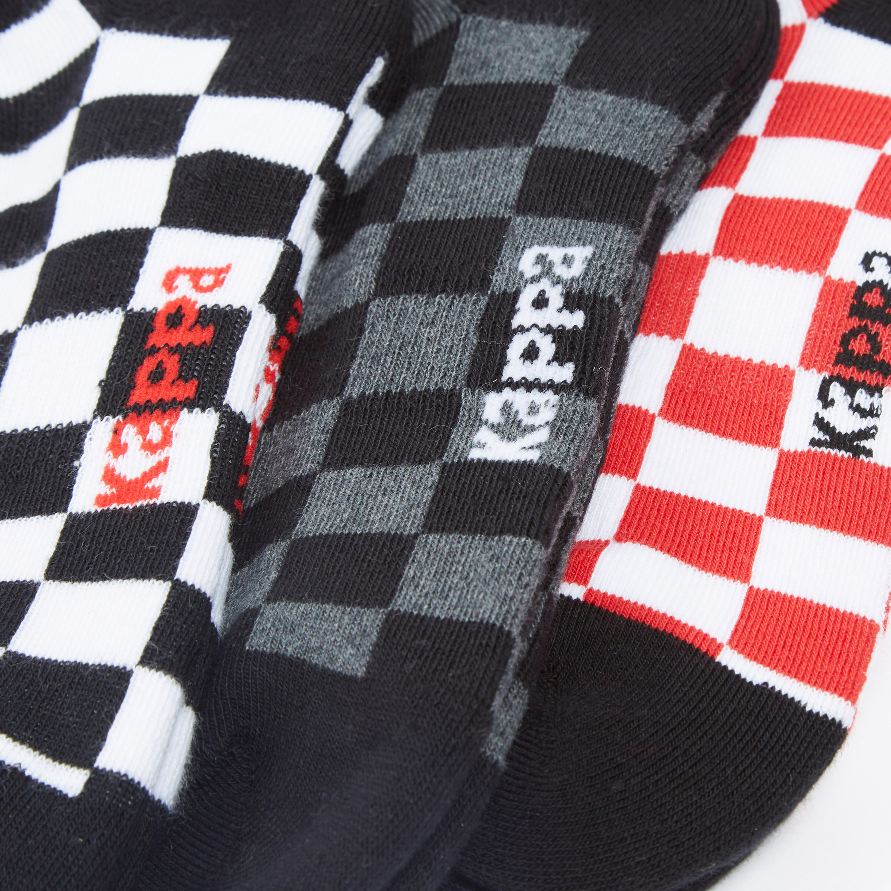 جوارب كاروهات بطول الكاحل بحواف مضلّعة من كابا - طقم من 3 أزواج-men-socks-image-3