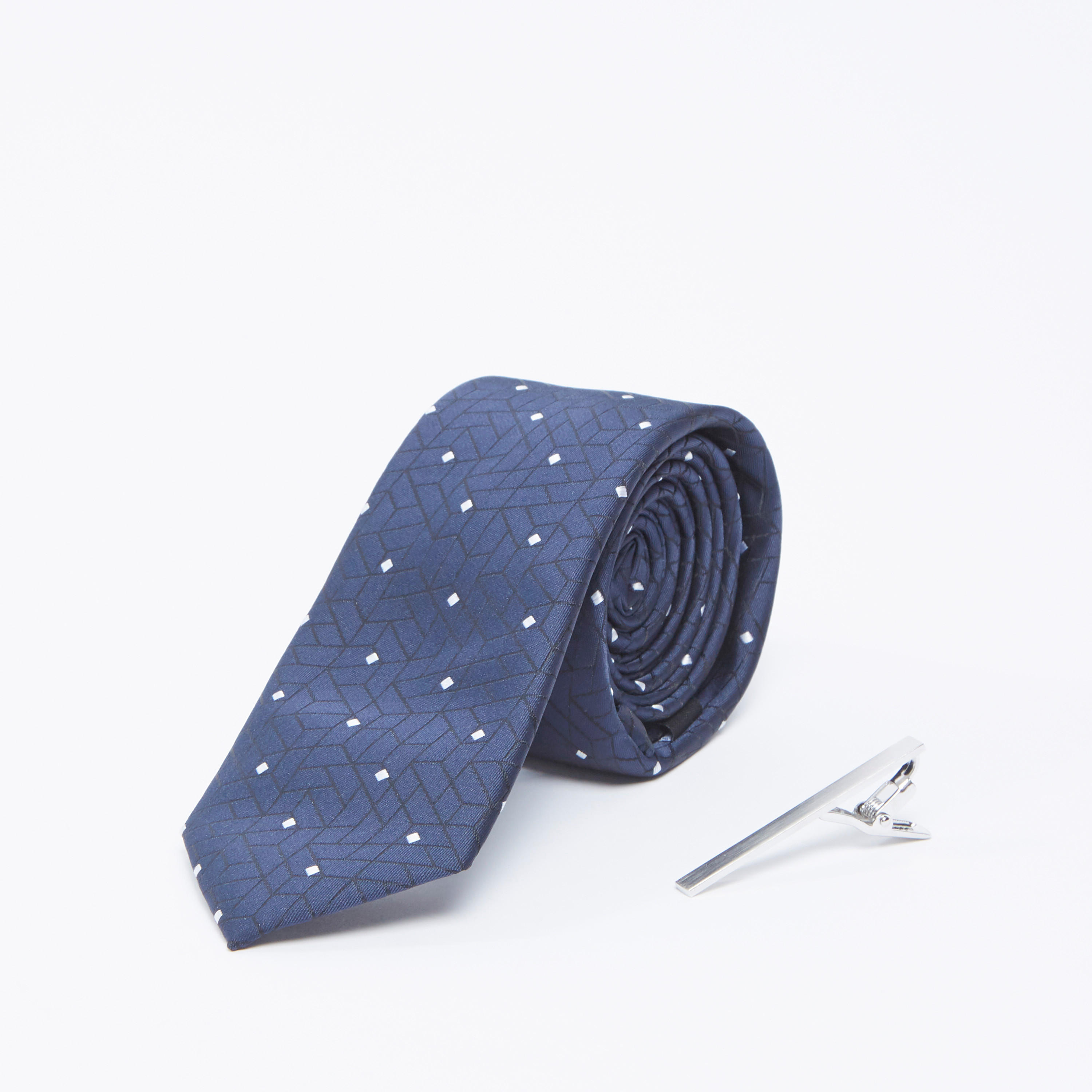 Polka Dot Printed Regular Necktie with Keeper Loop-men-tiesandcufflinks-pocketsquares-image-1
