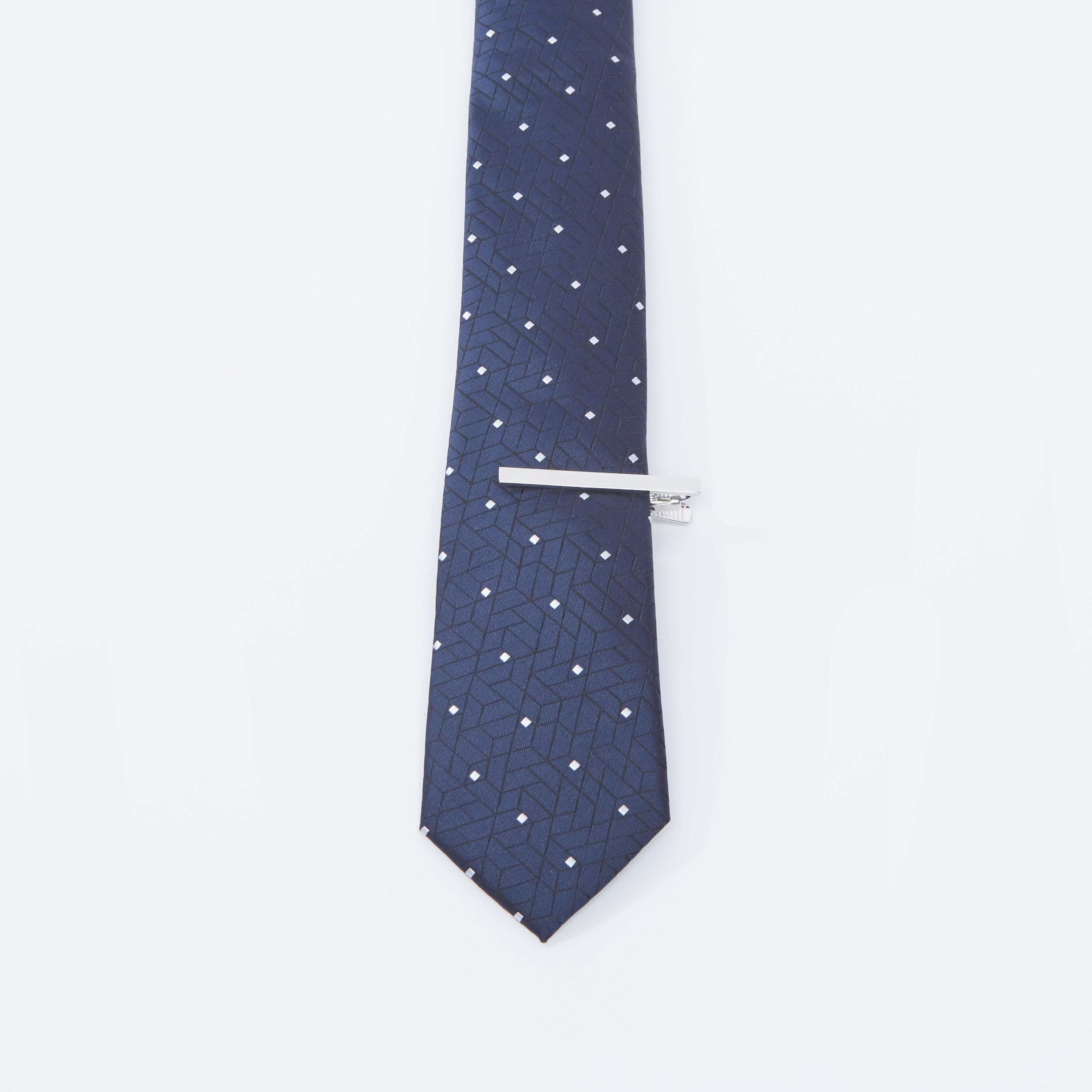 Polka Dot Printed Regular Necktie with Keeper Loop-men-tiesandcufflinks-pocketsquares-image-4