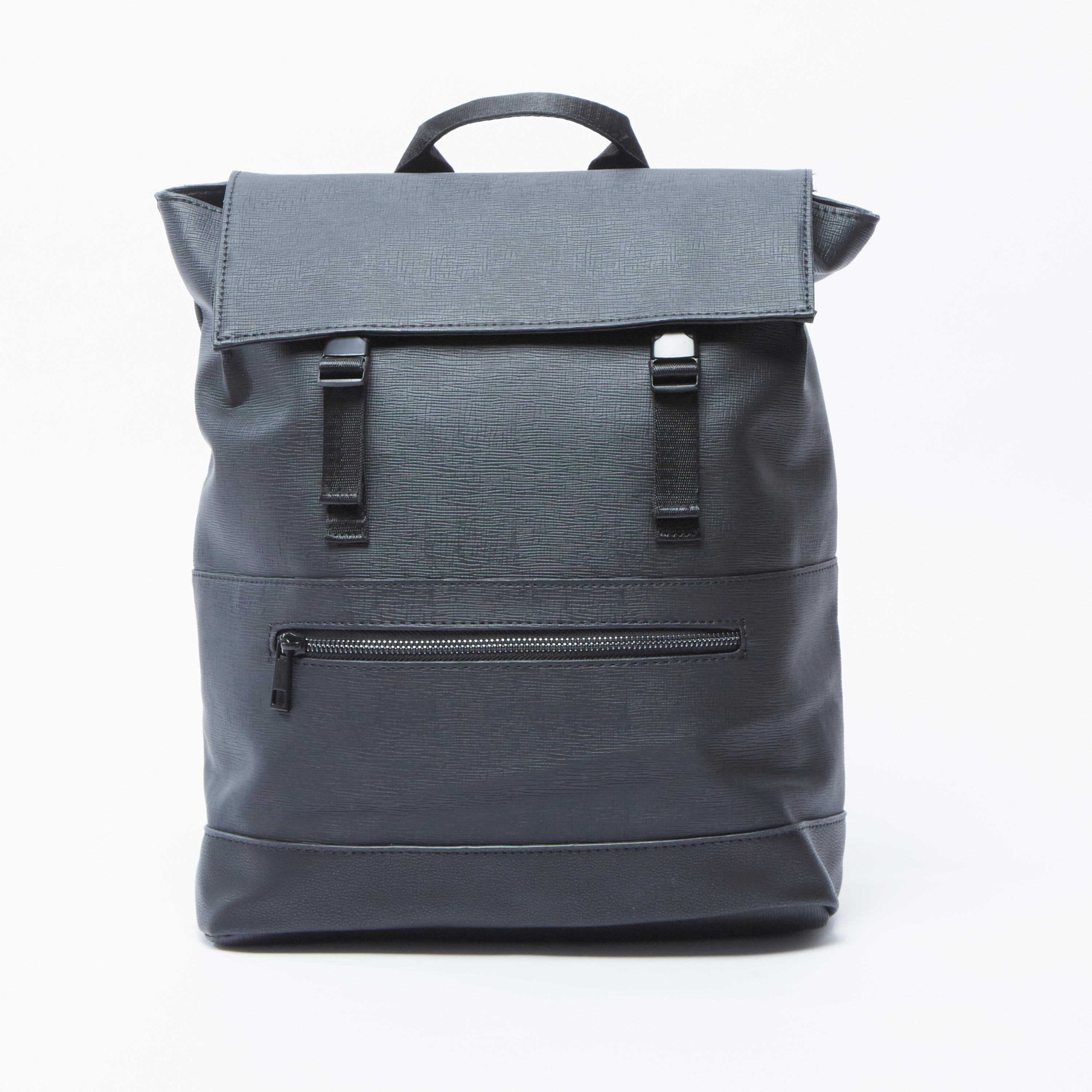 شنطة ظهر سادة بطيّة وإبزيم إغلاق وحمّالات كتف قابلة للتعديل-men-bags-image-6