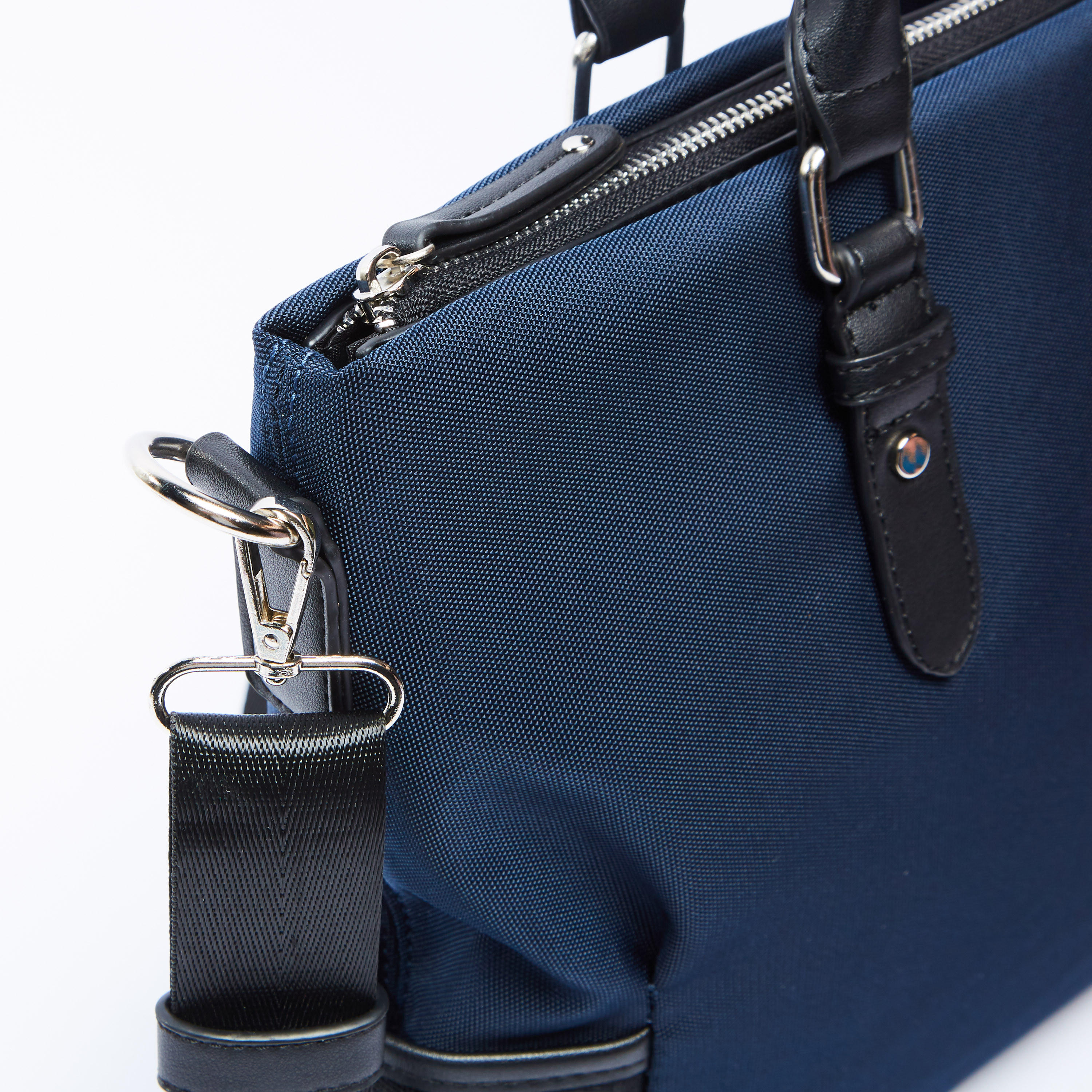 Plain Laptop Bag with Adjustable Strap and Twin Handles-men-bags-image-4