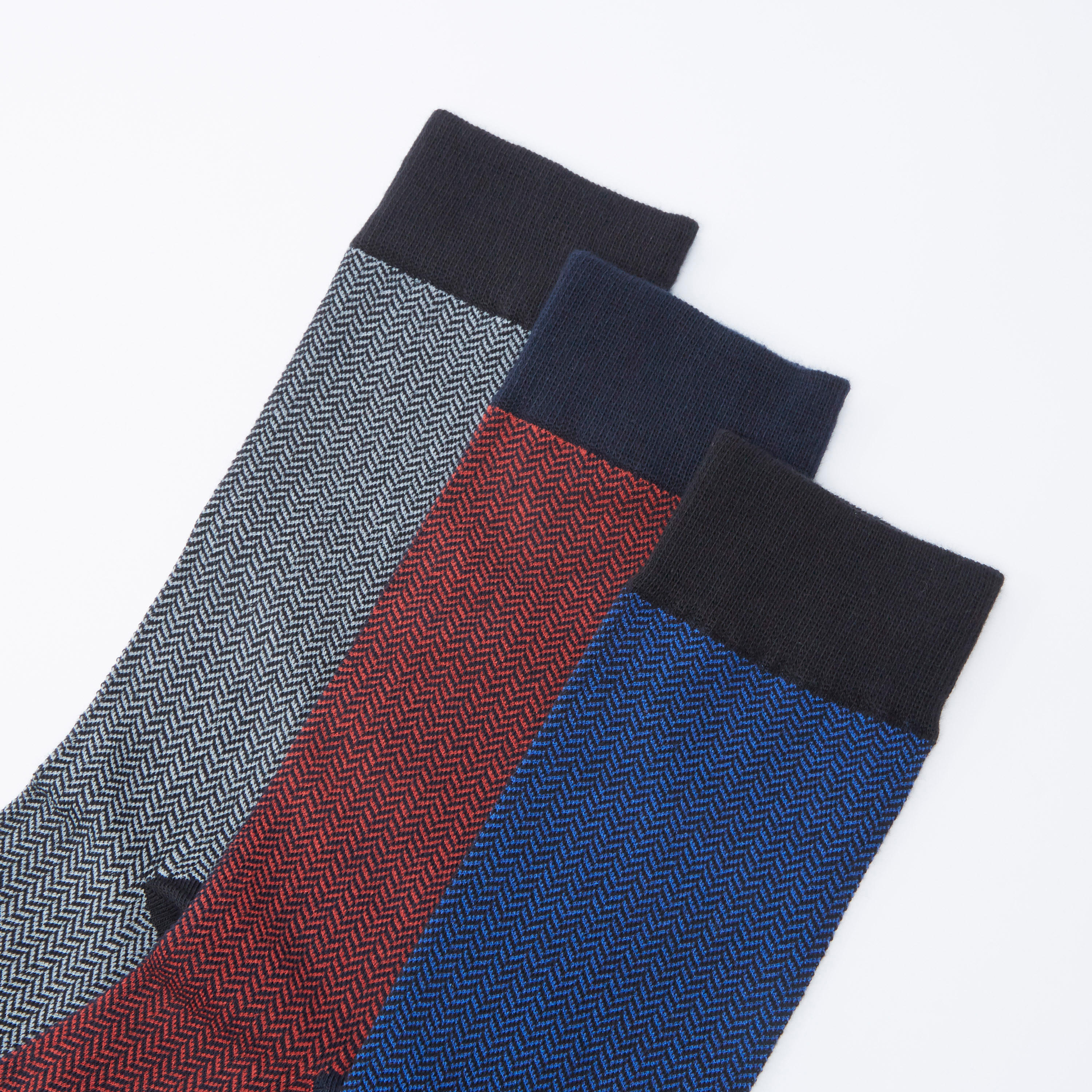 Set of 3 - Textured Crew Length Socks with Cuffed Hem-men-socks-image-2