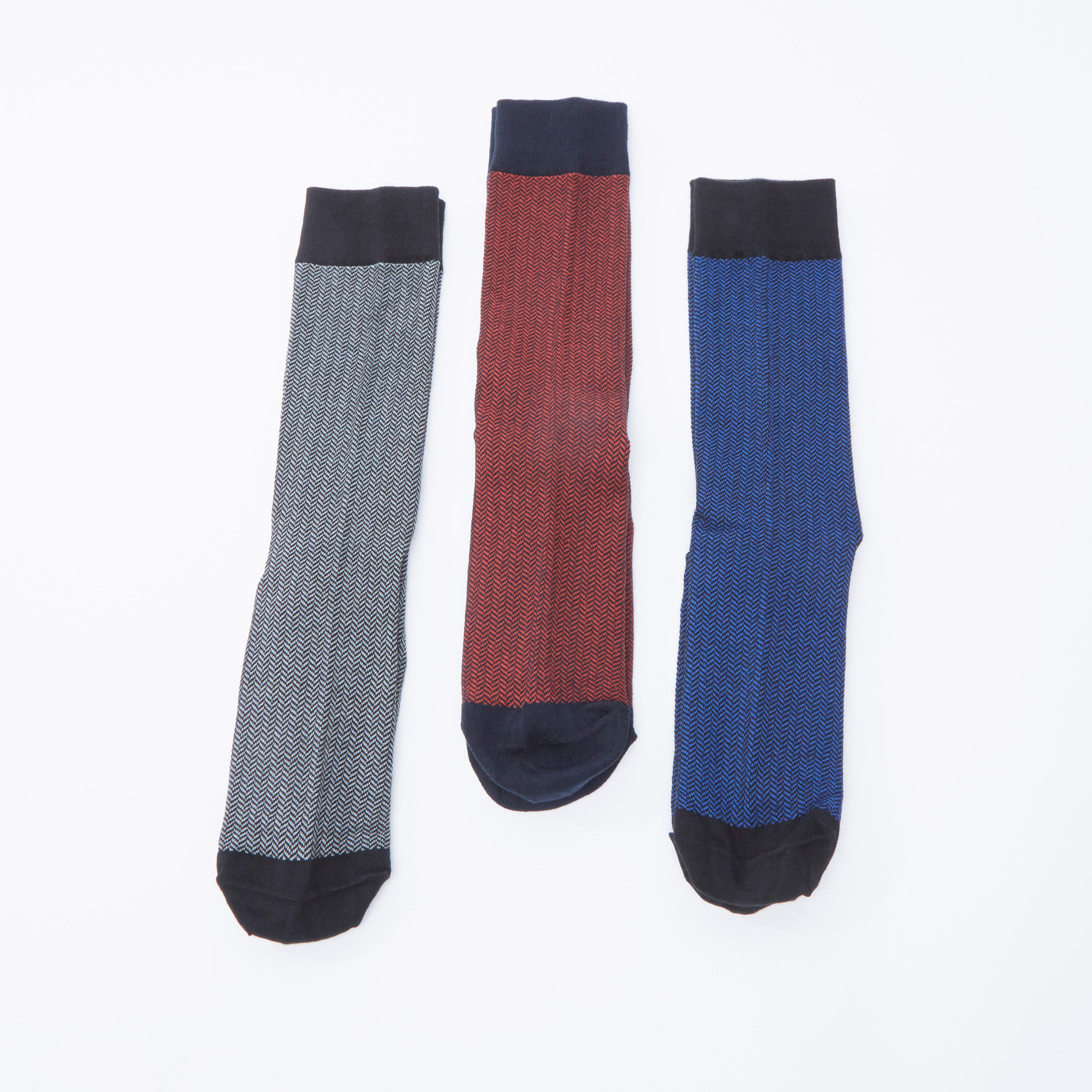 Set of 3 - Textured Crew Length Socks with Cuffed Hem-men-socks-image-3