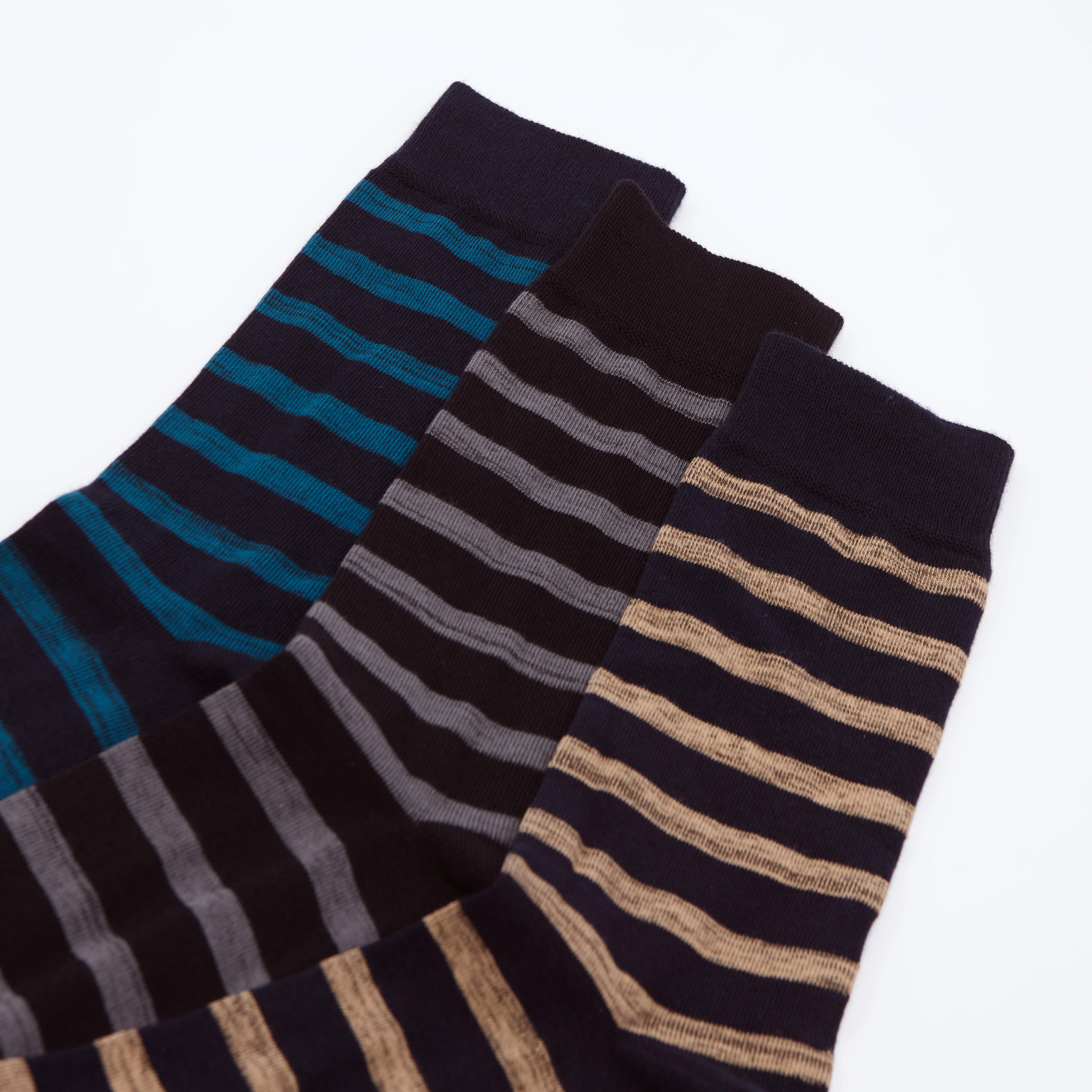 جوارب مقلّمة بطول ربلة الساق بحواف مضلّعة - طقم من 3 أزواج-men-socks-image-2