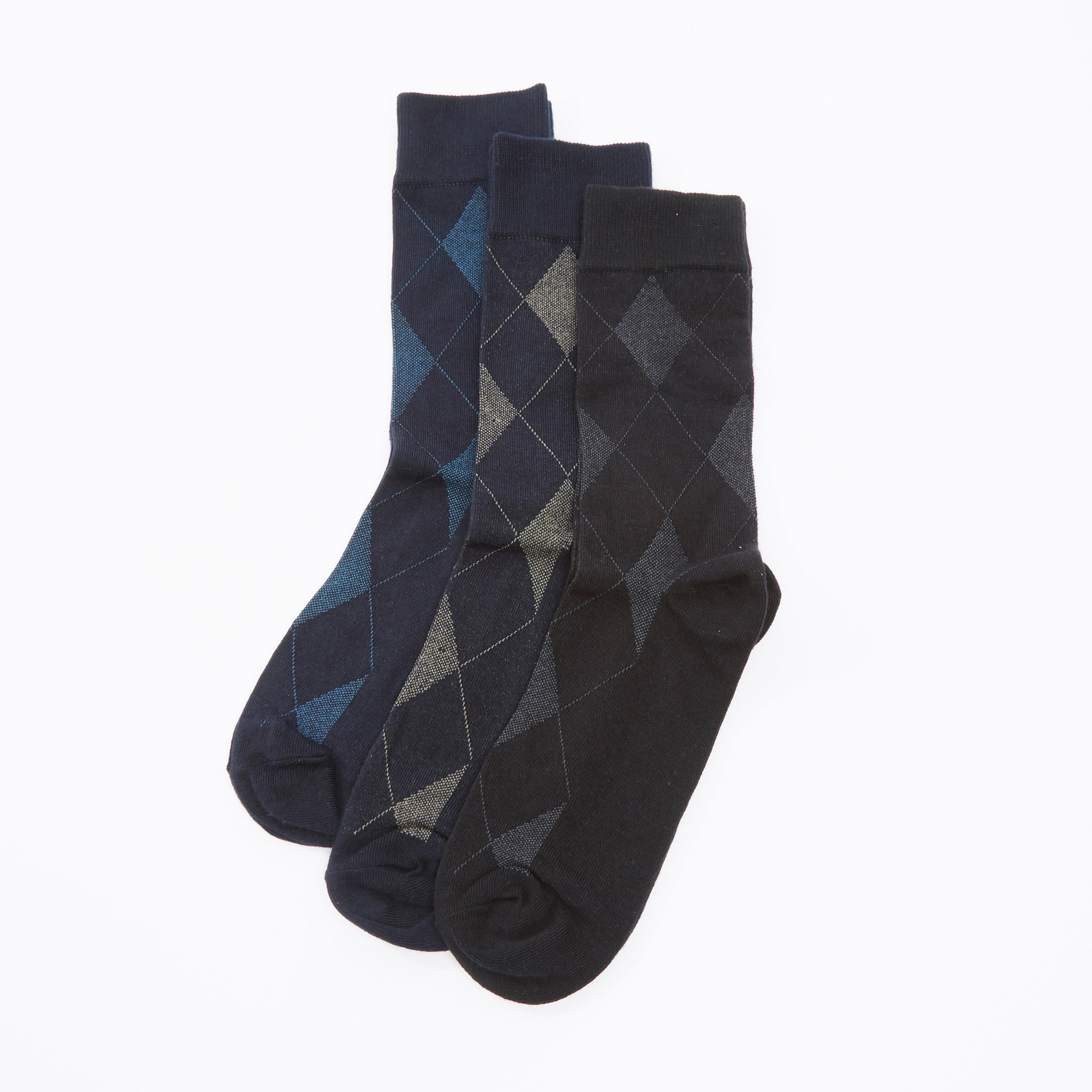 جوارب متنوعة بطول أعلى الكاحل بحوّاف مضلّعة - طقم من 3 أزواج-men-socks-image-1