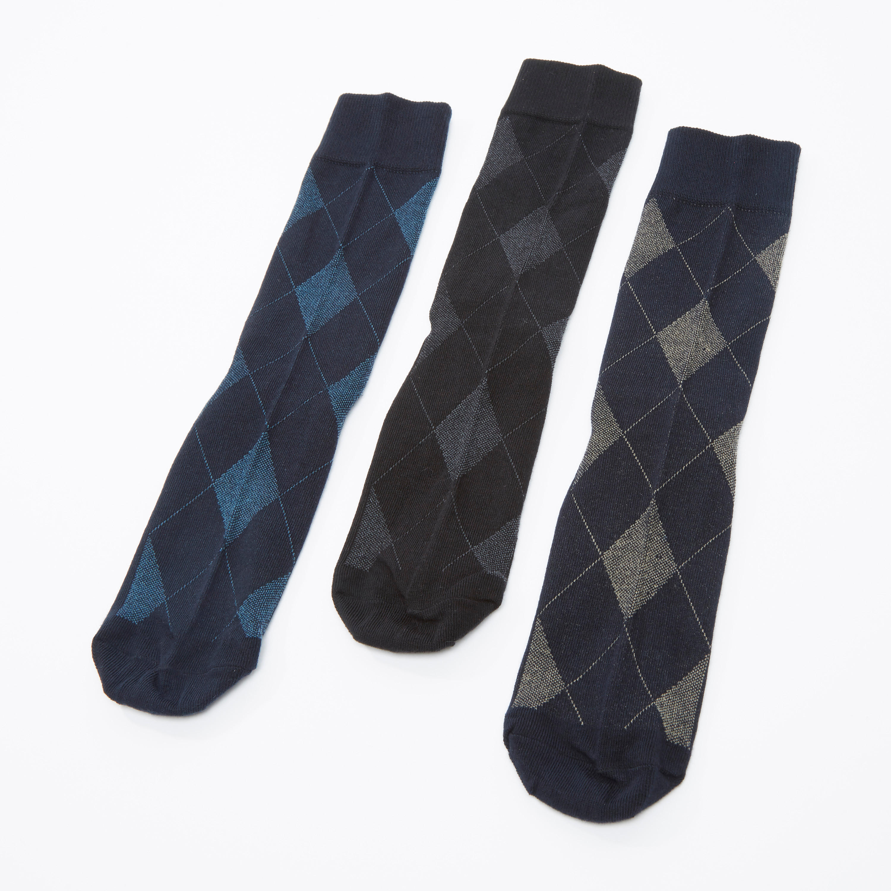 جوارب متنوعة بطول أعلى الكاحل بحوّاف مضلّعة - طقم من 3 أزواج-men-socks-image-3