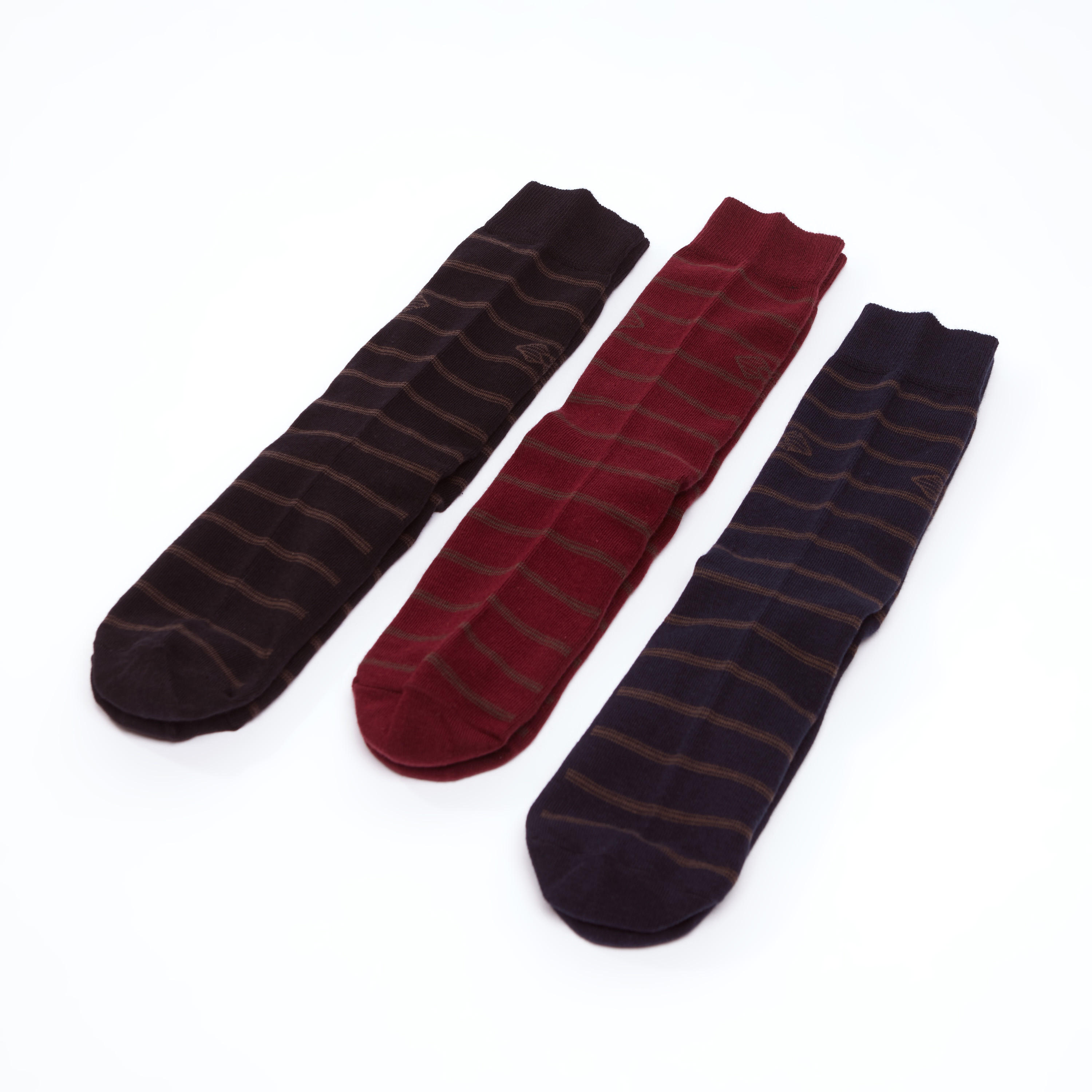 جوارب مقلّمة بطول ربلة الساق بحواف مضلّعة - طقم من 3 أزواج-men-socks-image-3