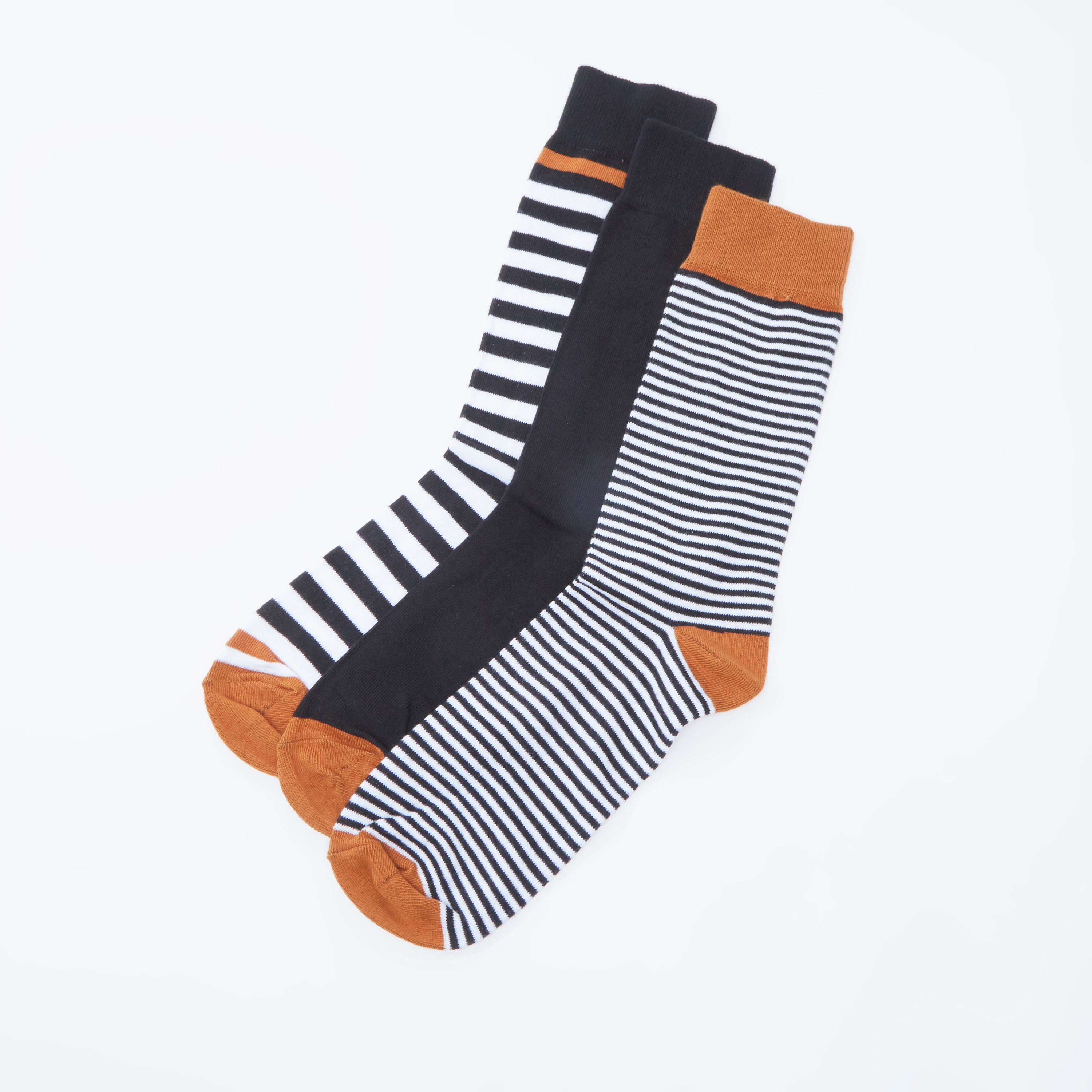 Set of 3 - Assorted Crew Length Socks with Cuffed Hem-men-socks-image-1