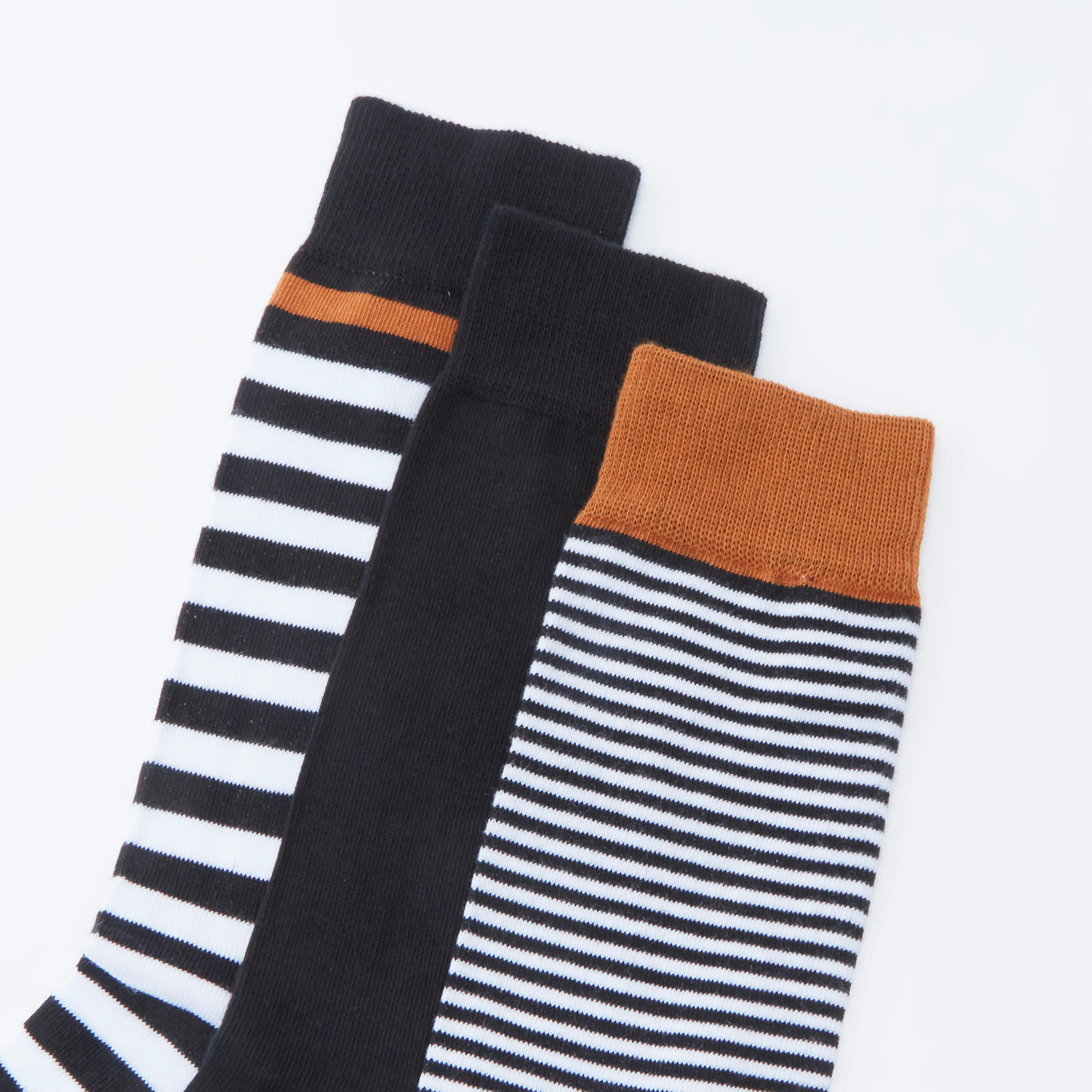 Set of 3 - Assorted Crew Length Socks with Cuffed Hem-men-socks-image-2