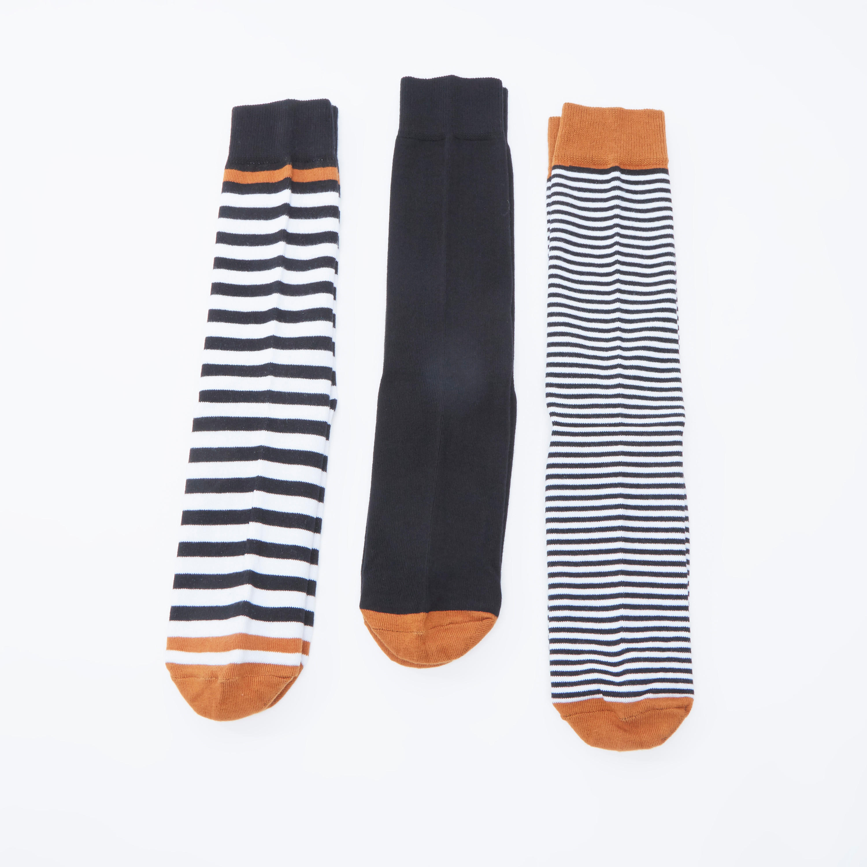 Set of 3 - Assorted Crew Length Socks with Cuffed Hem-men-socks-image-3