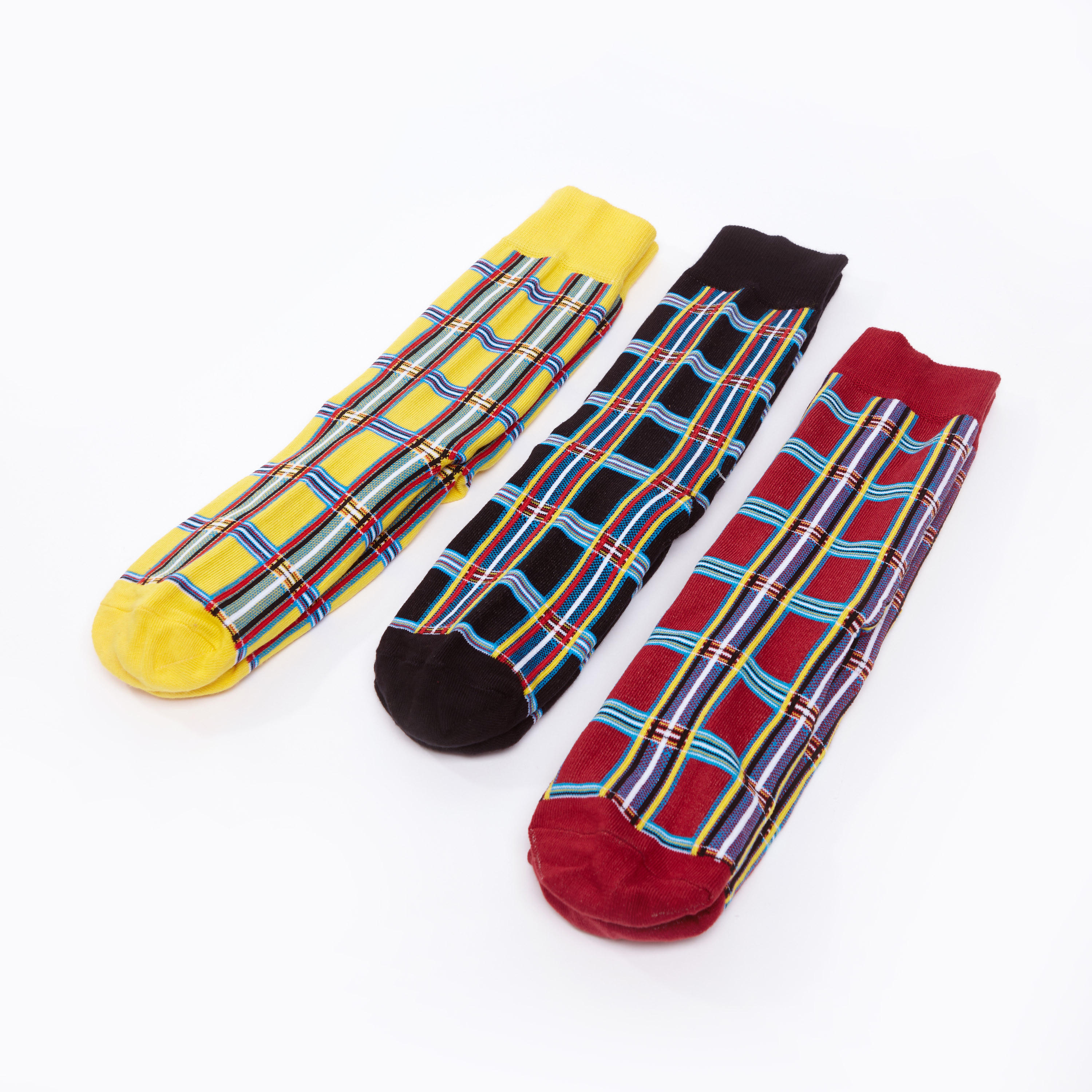 جوارب كاروهات بأساور مضلّعة - طقم من 3 أزواج-men-socks-image-3