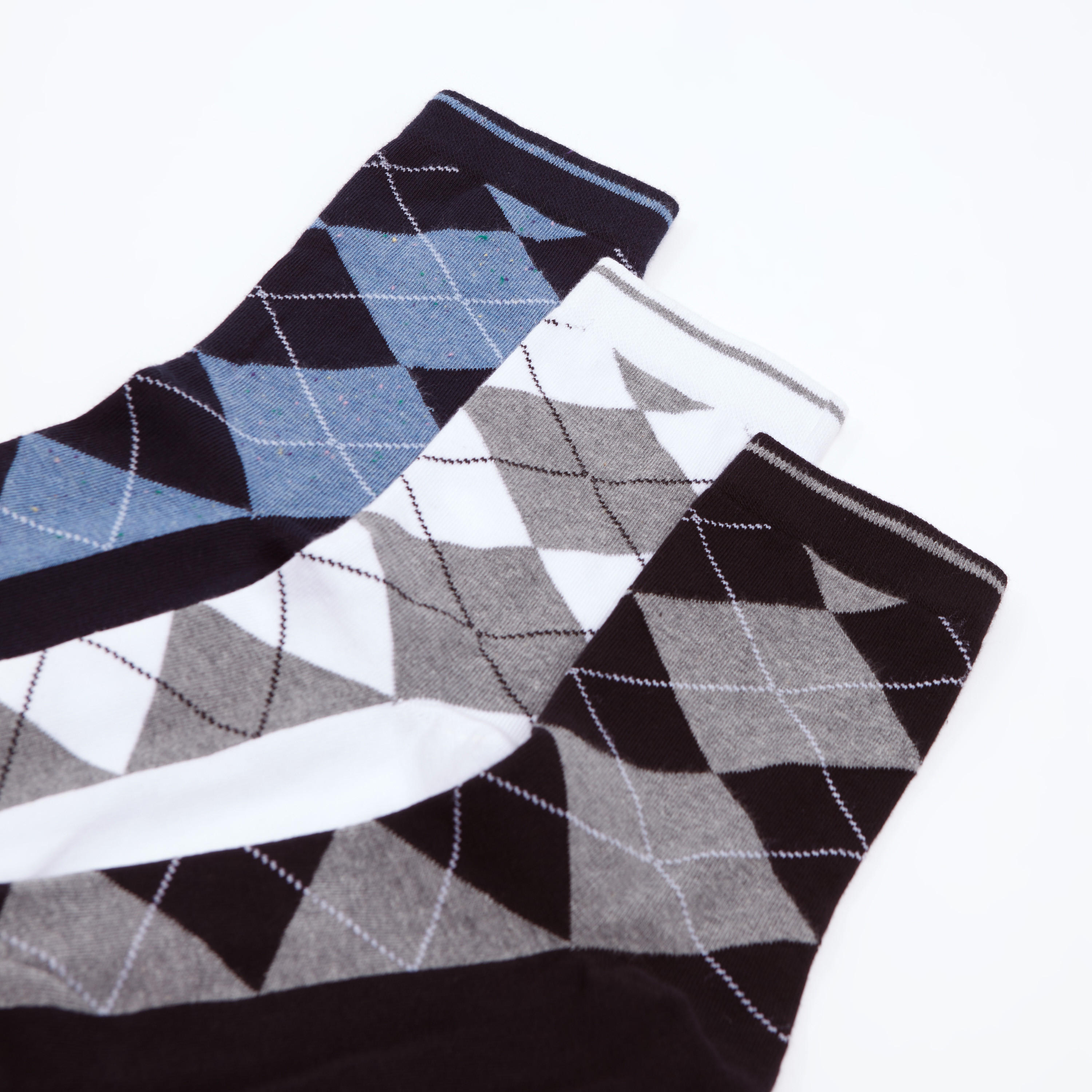 جوارب بطول أعلى الكاحل بحوّاف مطّاطية وطبعات - طقم من 3 أزواج-men-socks-image-2