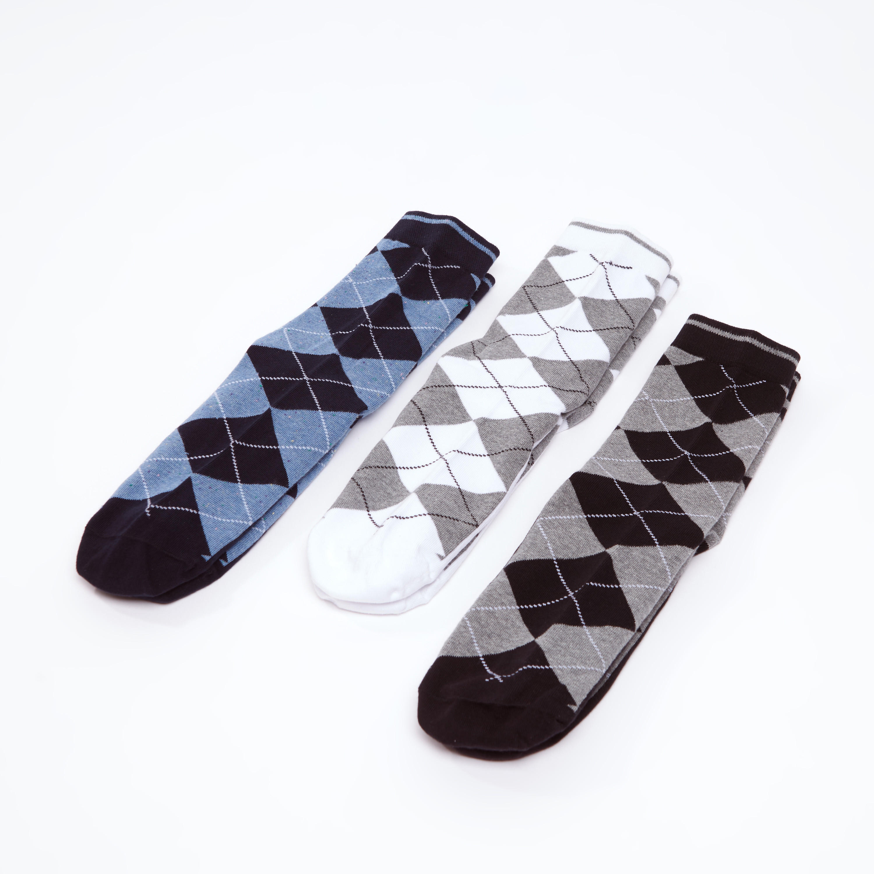 جوارب بطول أعلى الكاحل بحوّاف مطّاطية وطبعات - طقم من 3 أزواج-men-socks-image-3