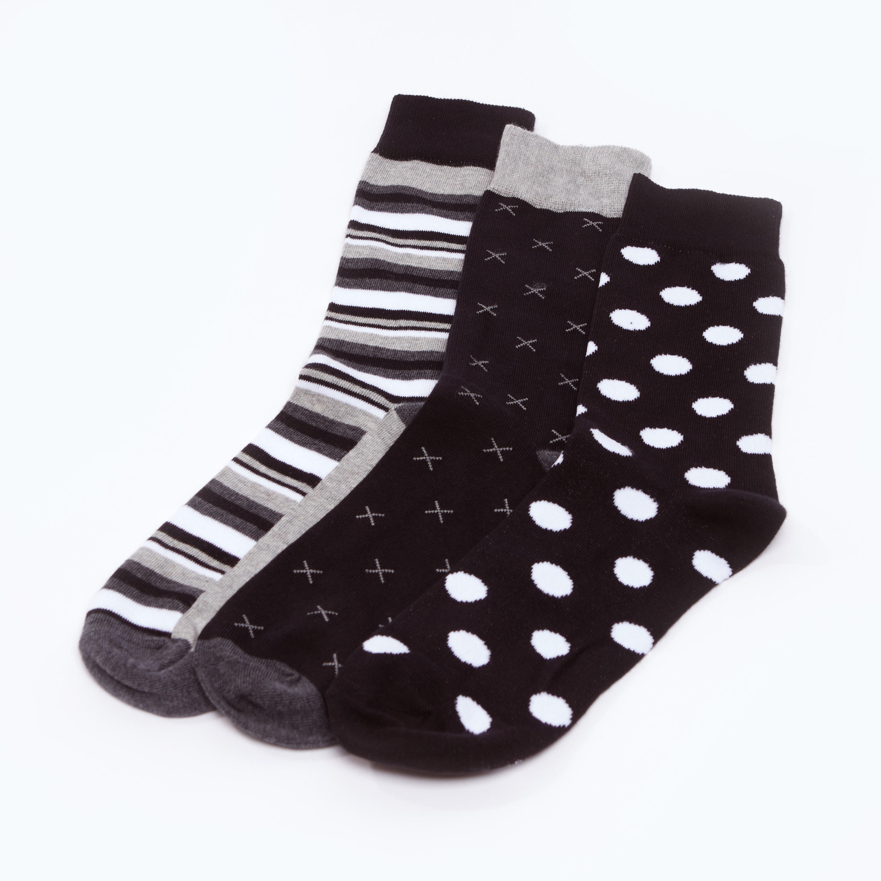 جوارب بطول ربلة الساق بطبعات - طقم من 3 أزواج-men-socks-image-1
