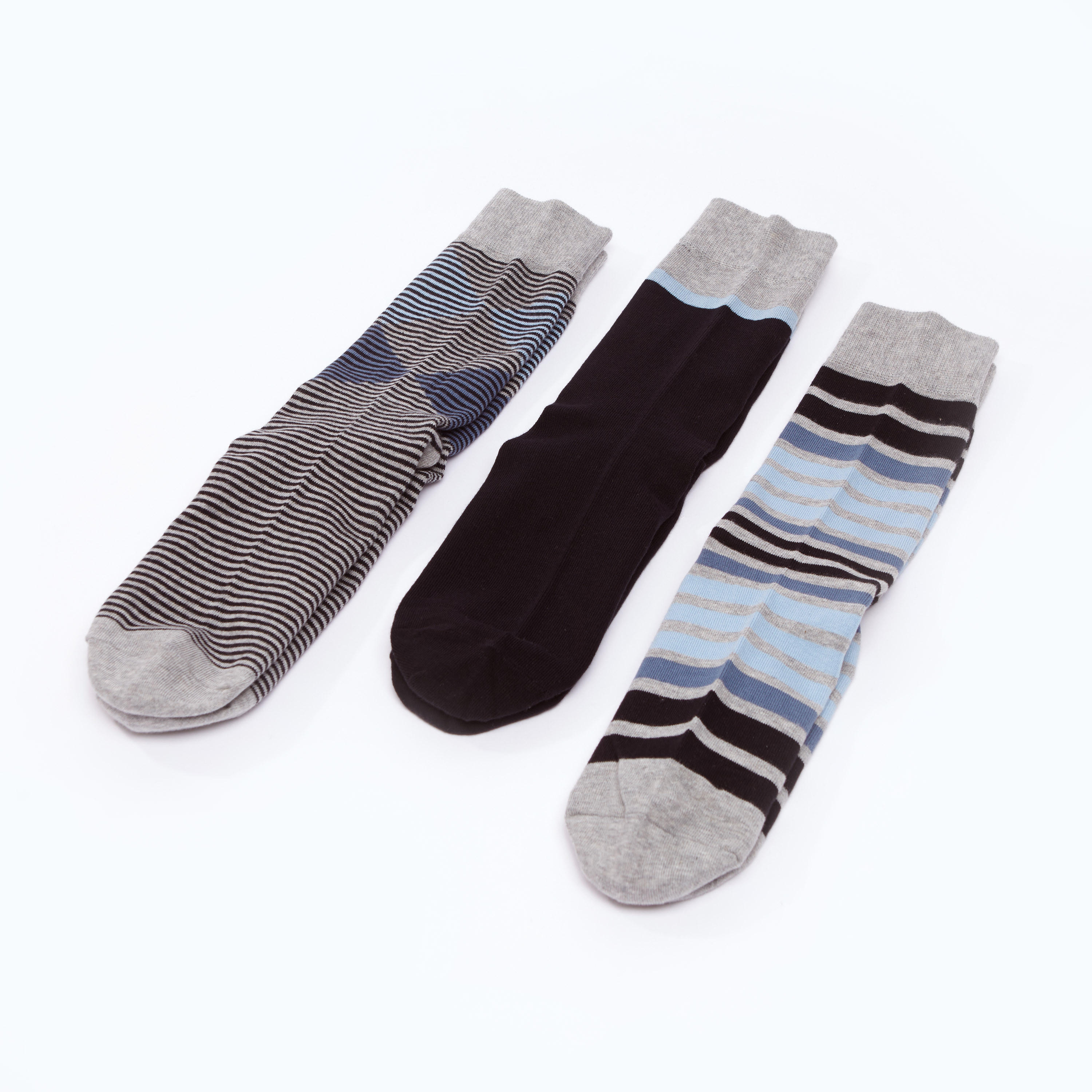 Set of 3 - Assorted Quarter Length Socks with Cuffed Hem-men-socks-image-3