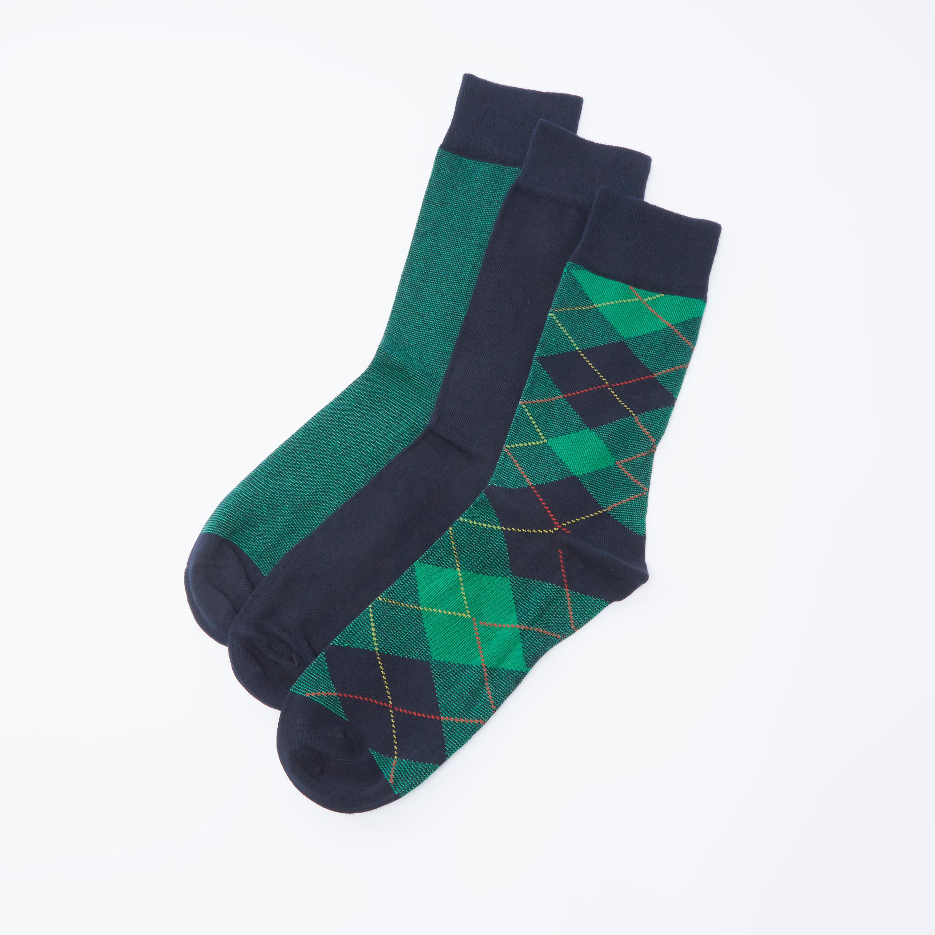 جوارب متنوعة بطول متوسط بحواف أساور - طقم من 3 أزواج-men-socks-image-1