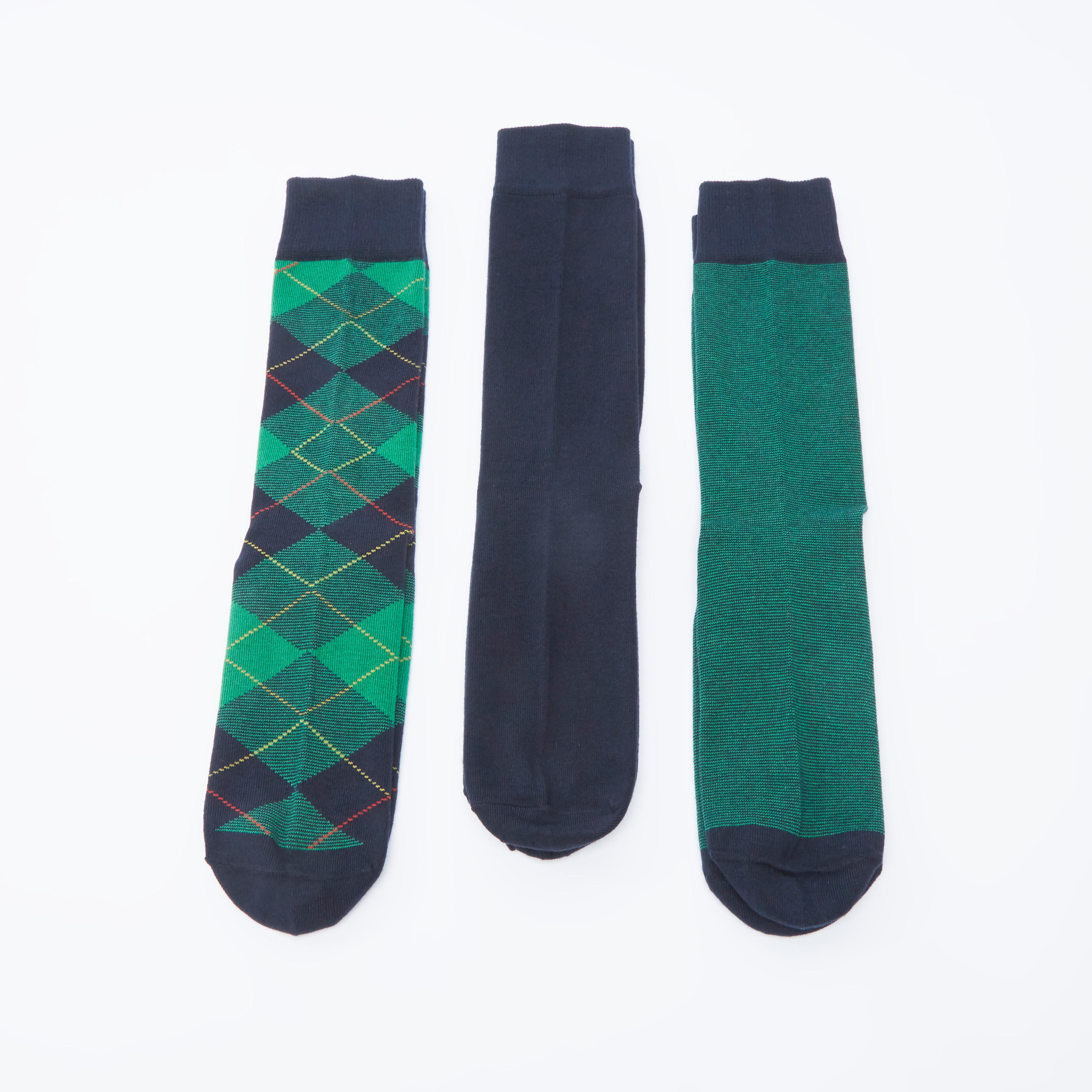 جوارب متنوعة بطول متوسط بحواف أساور - طقم من 3 أزواج-men-socks-image-3