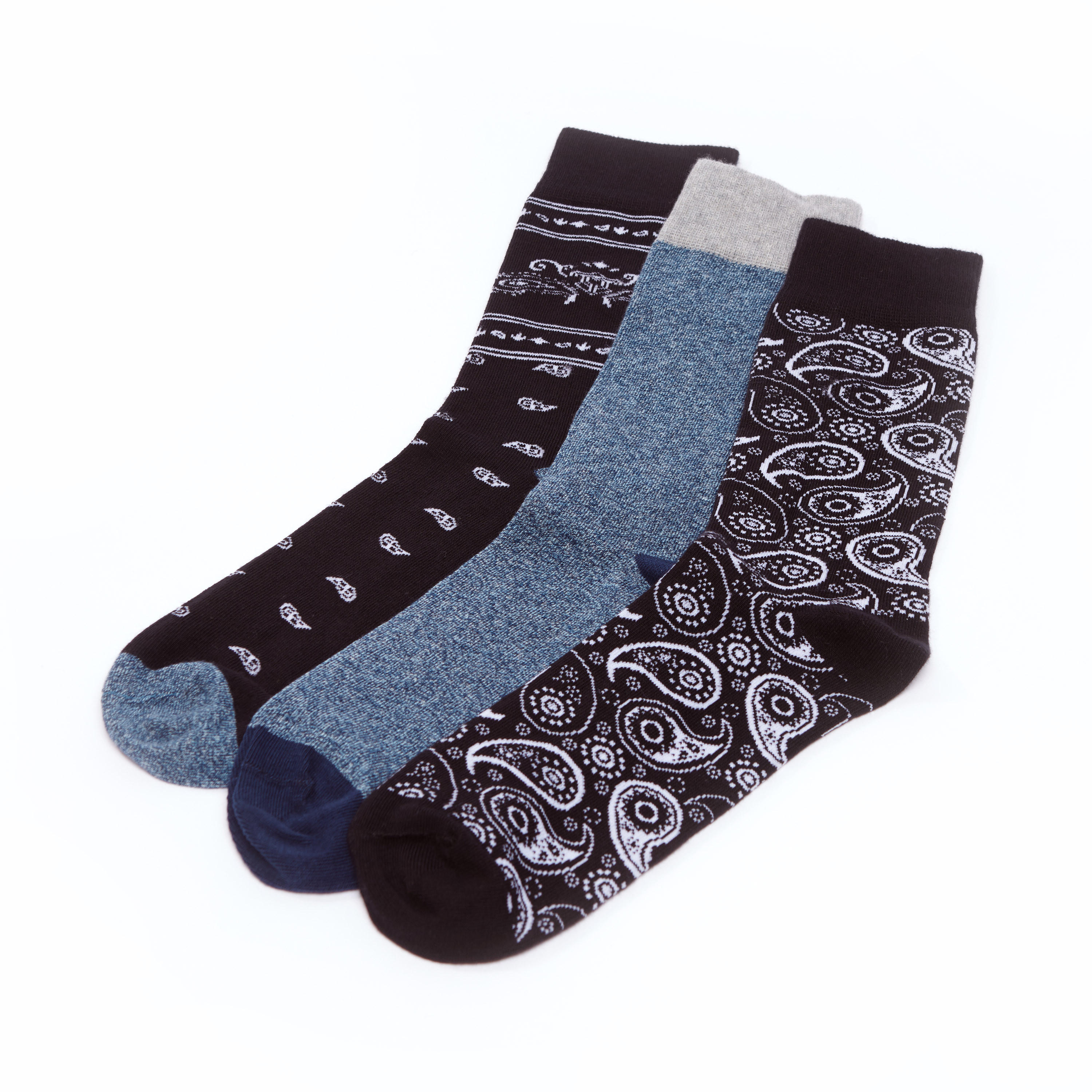 جوارب متنوعة بطول أعلى الكاحل بحوّاف مطّاطية - طقم من 3 أزواج-men-socks-image-1