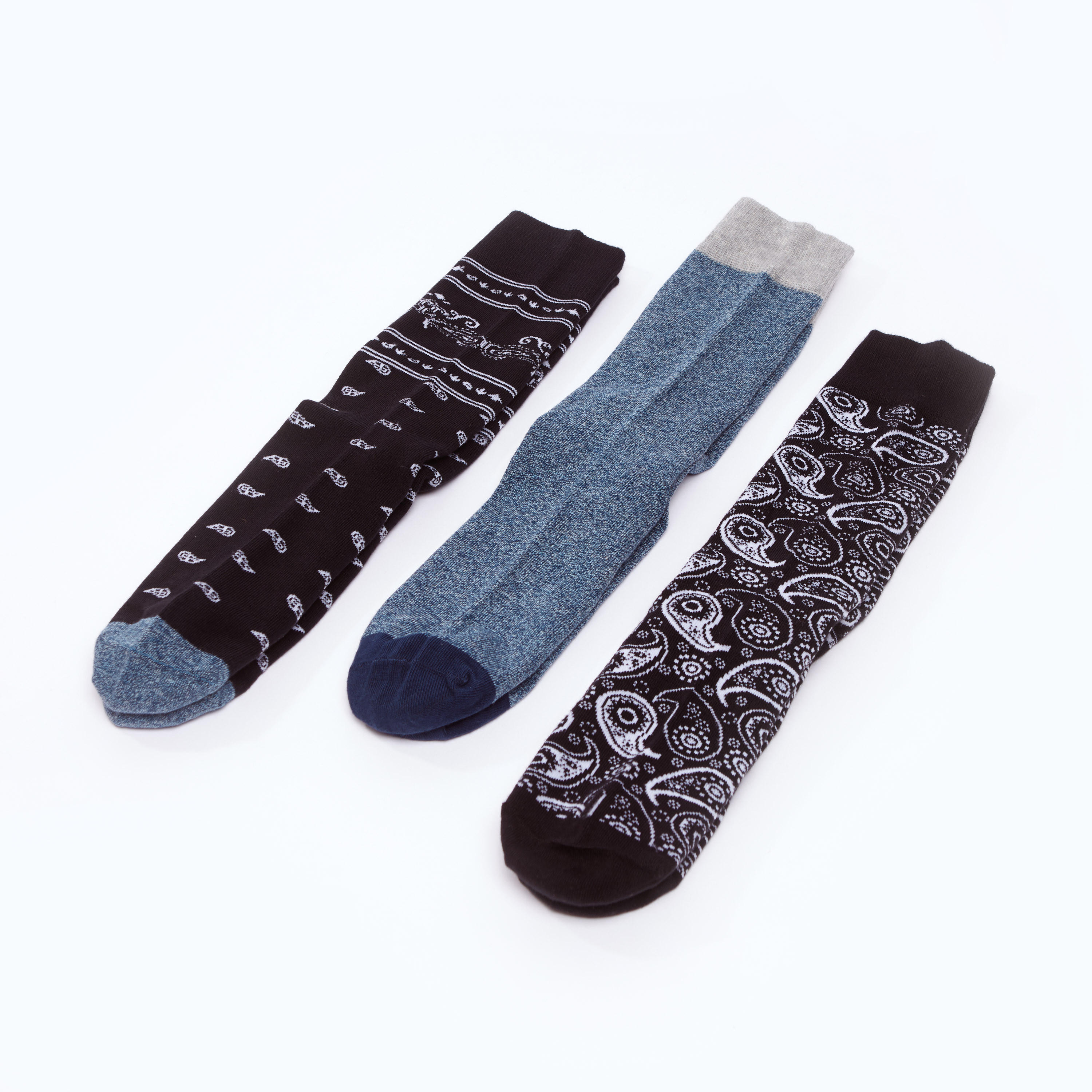 جوارب متنوعة بطول أعلى الكاحل بحوّاف مطّاطية - طقم من 3 أزواج-men-socks-image-3