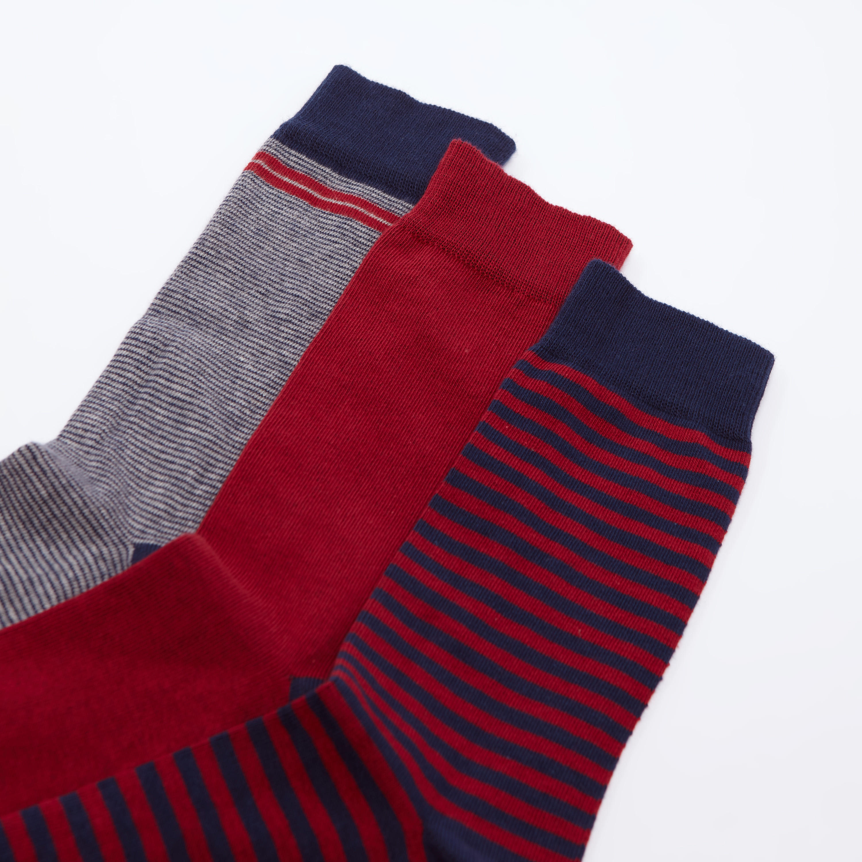 جوارب متنوعة بطول ربلة الساق بحوّاف مضلّعة - طقم من 3 أزواج-men-socks-image-2