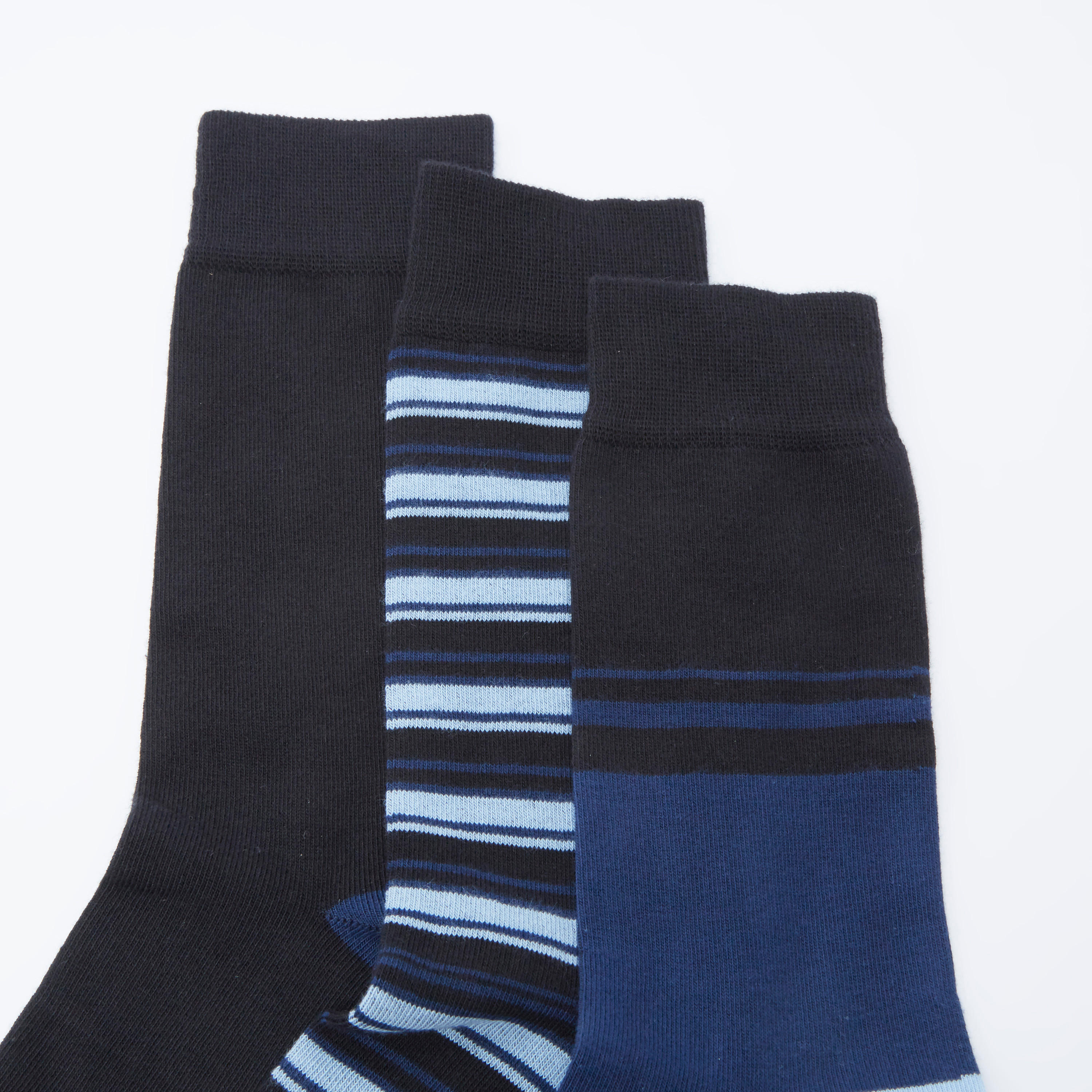 Set of 3 - Assorted Crew Length Socks with Cuffed Hem-men-socks-image-2