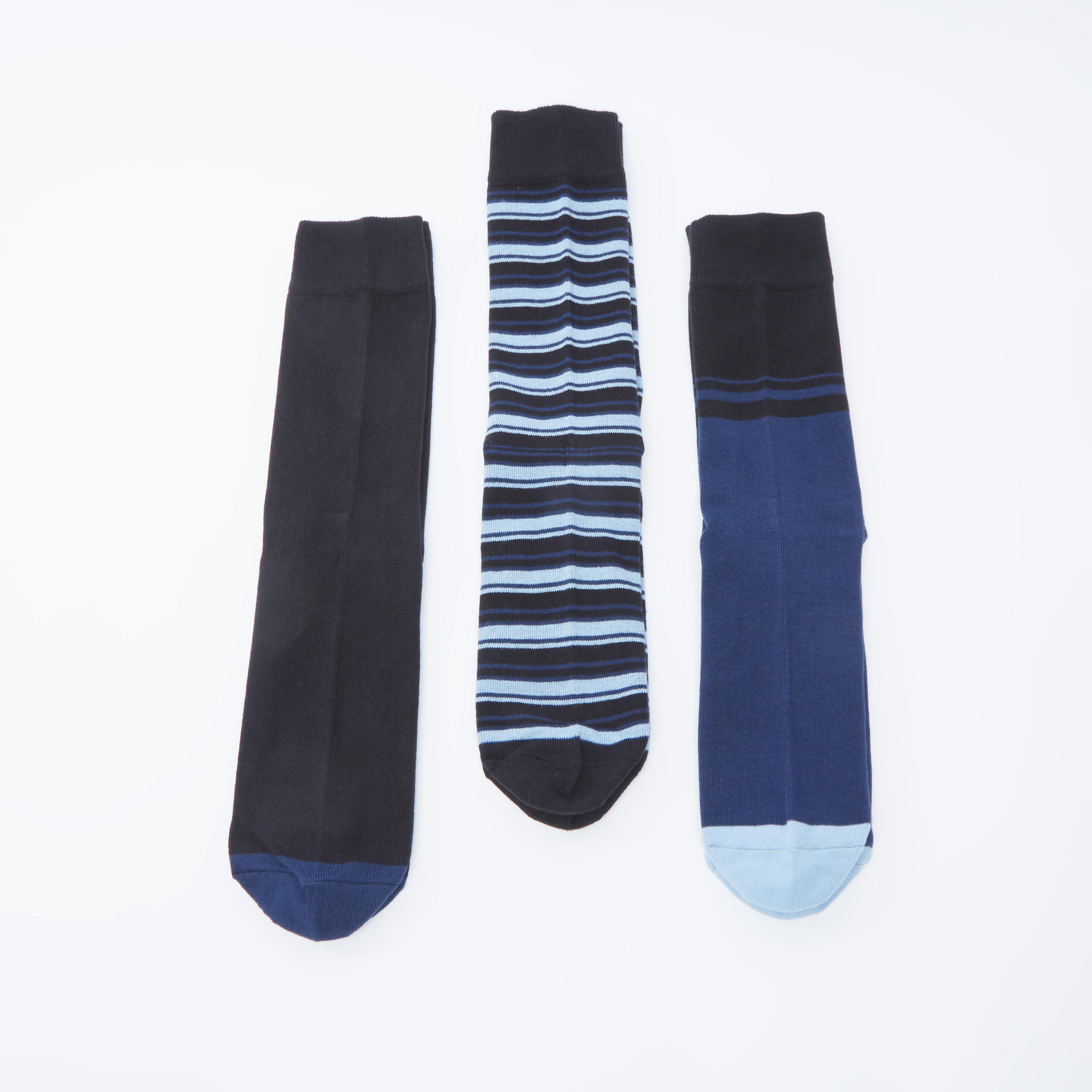 Set of 3 - Assorted Crew Length Socks with Cuffed Hem-men-socks-image-3
