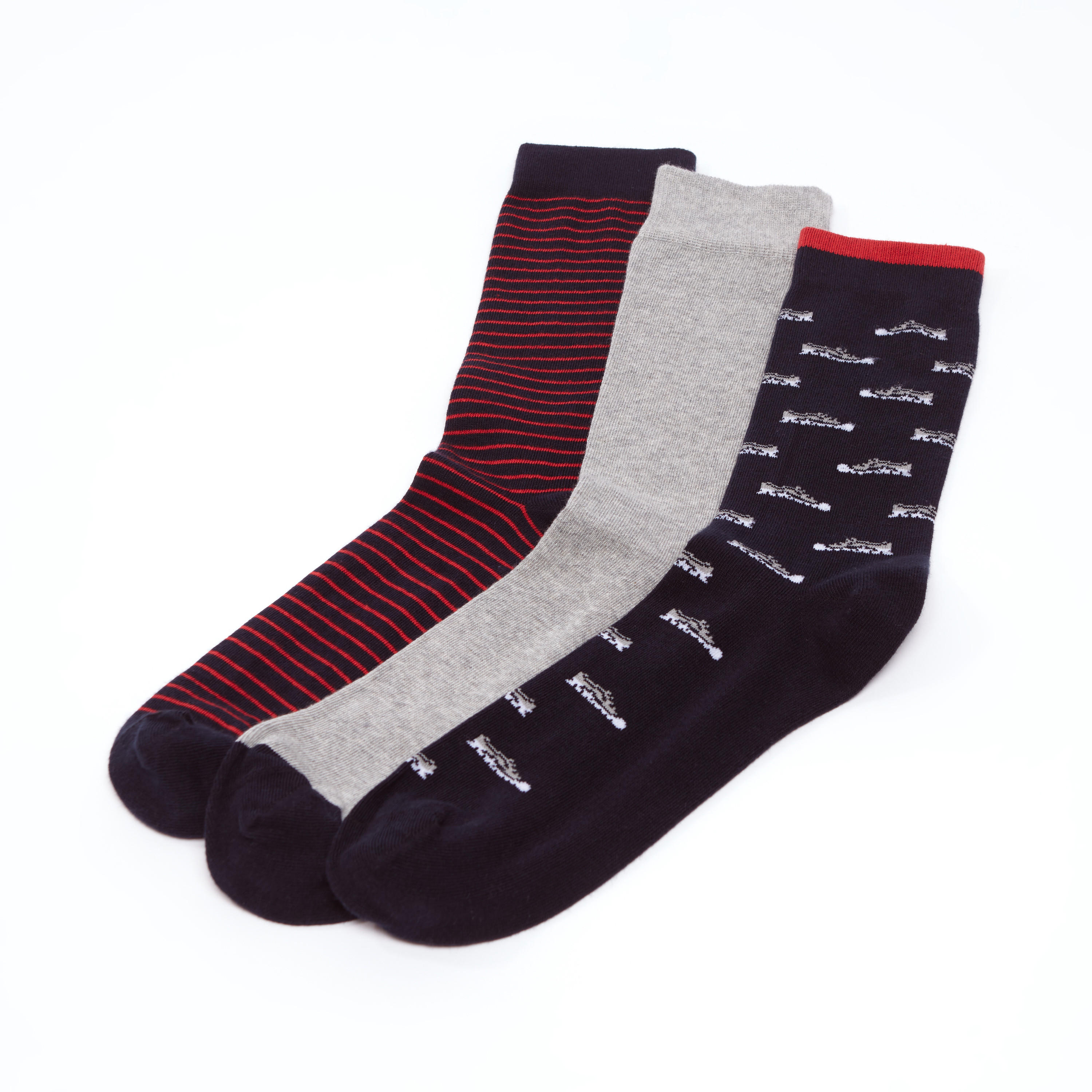 جوارب بارزة الملمس بطول ربلة الساق - طقم من 3 أزواج-men-socks-image-1