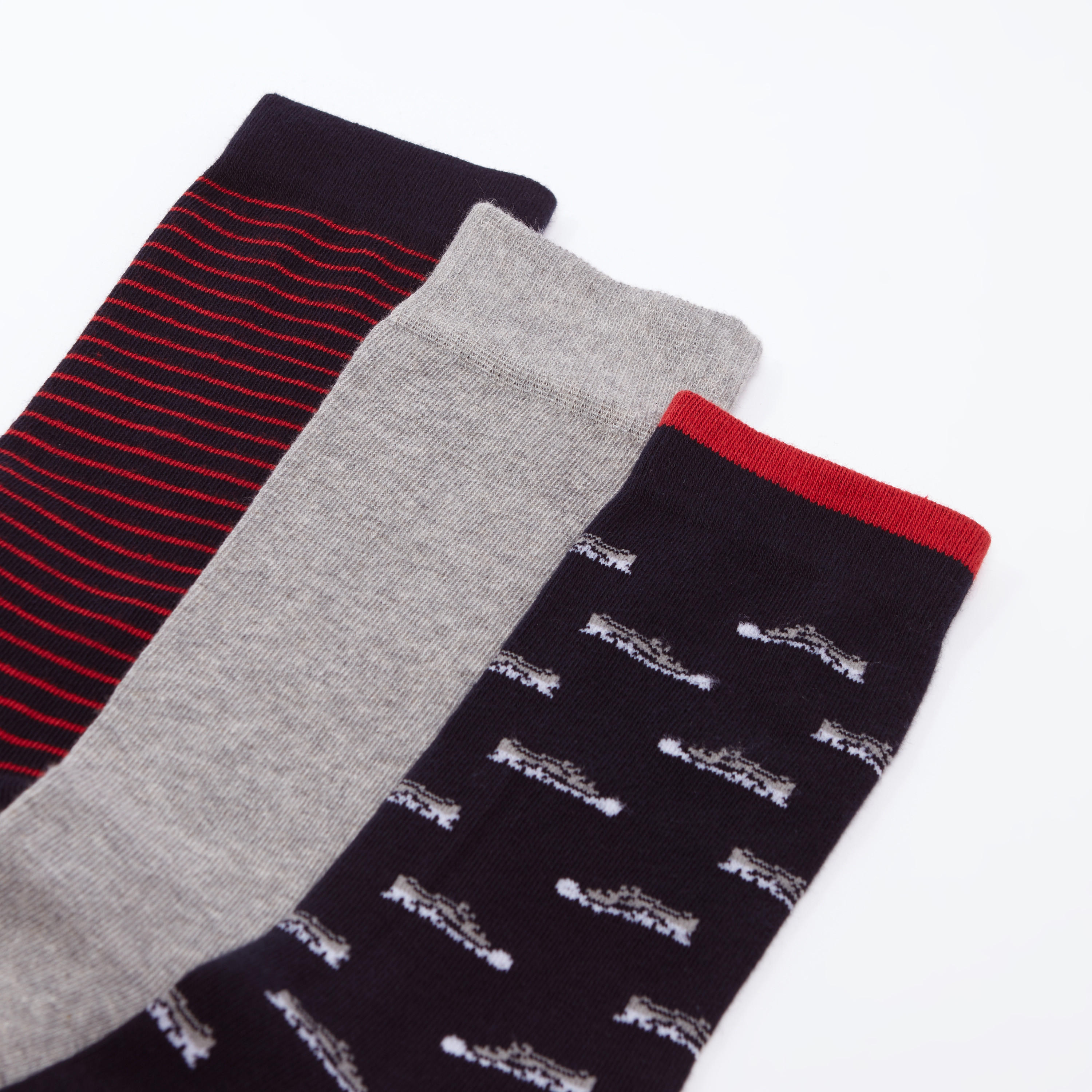 جوارب بارزة الملمس بطول ربلة الساق - طقم من 3 أزواج-men-socks-image-2
