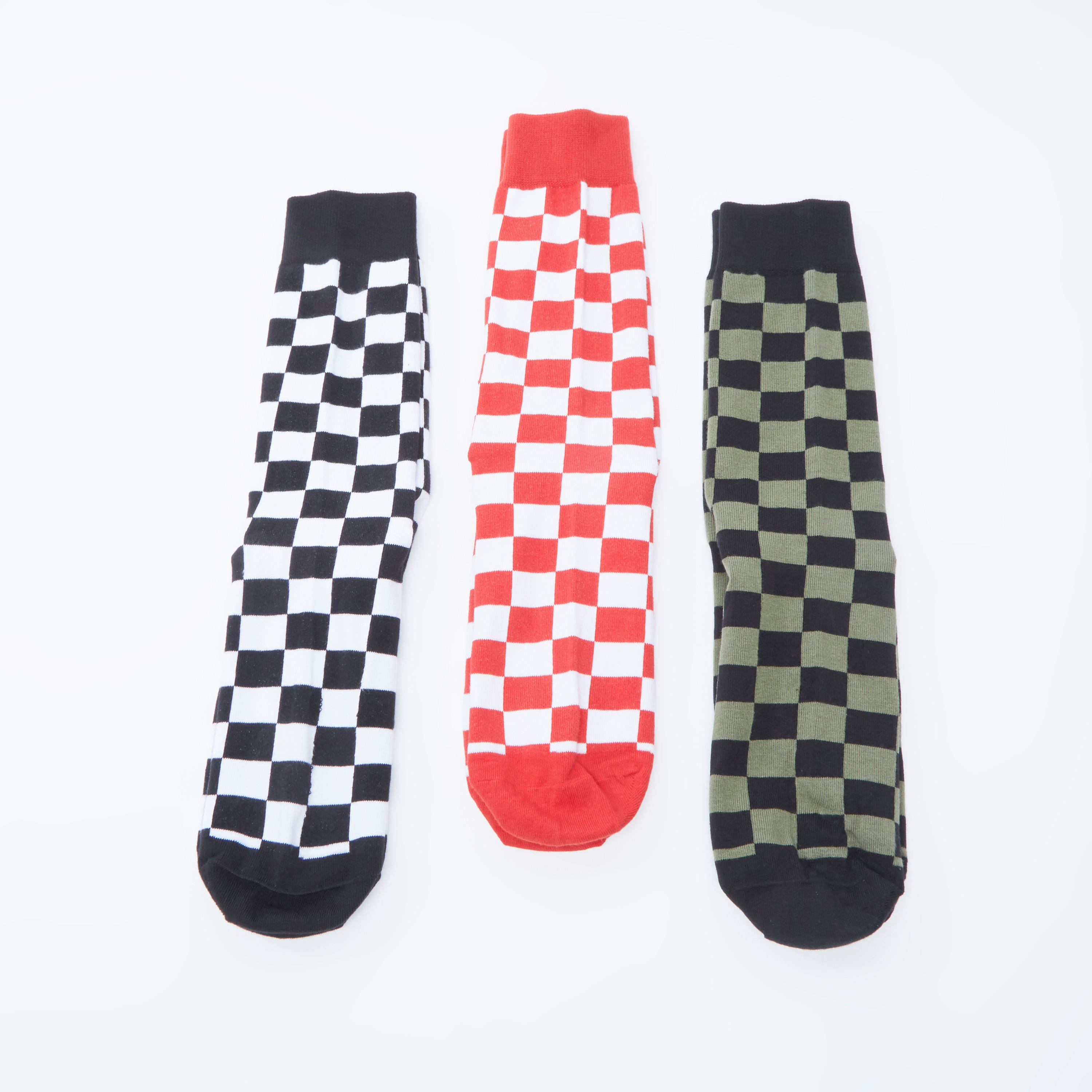 جوارب متوسطة الطول بأساور مطّاطية وطبعات - طقم من 3 أزواج-men-socks-image-3