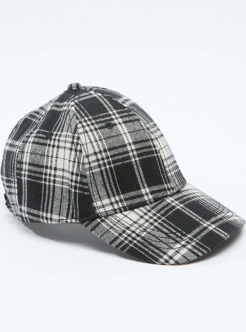Chequered Cap with Plate Buckle Closure-men-caps-image-1