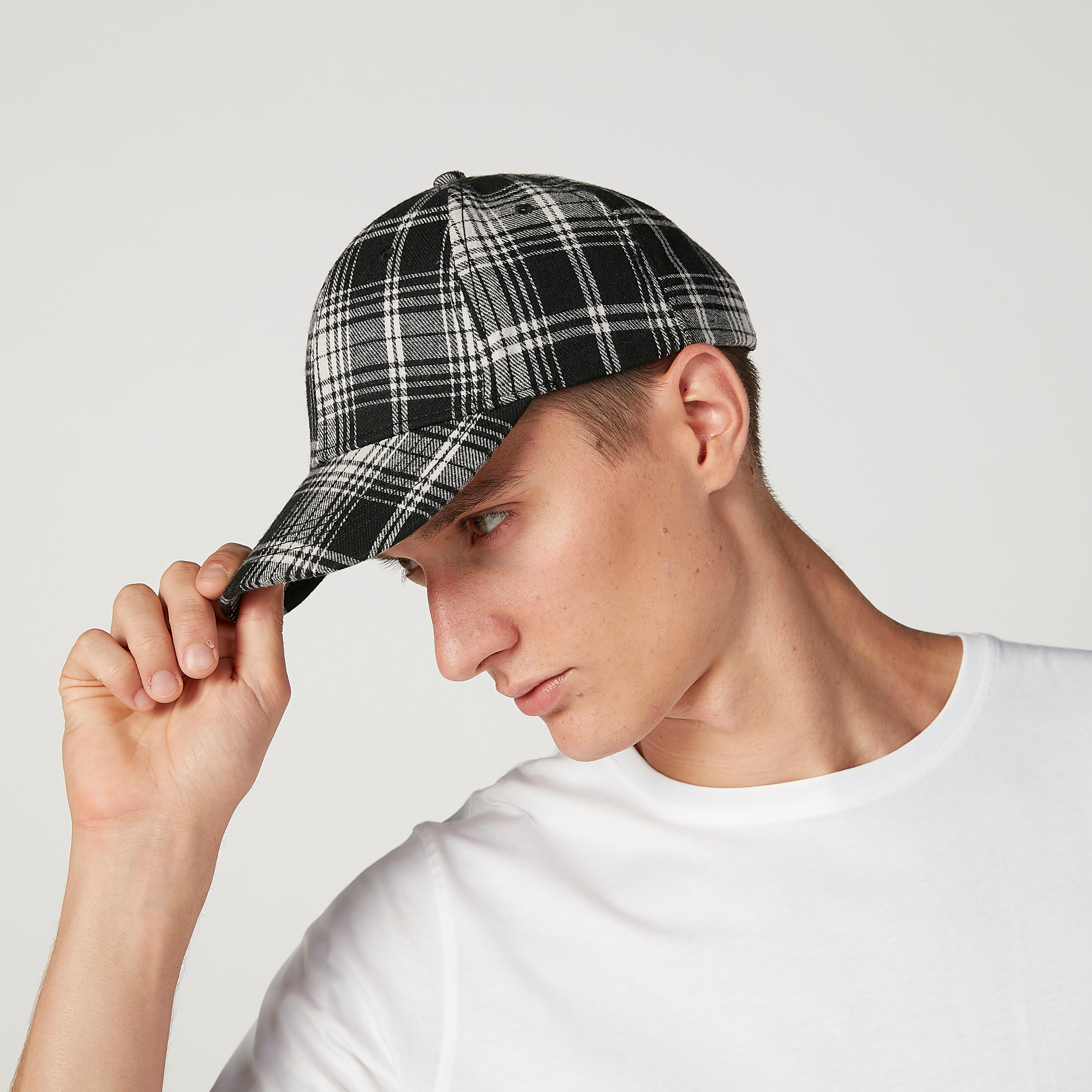 Chequered Cap with Plate Buckle Closure-men-caps-image-2