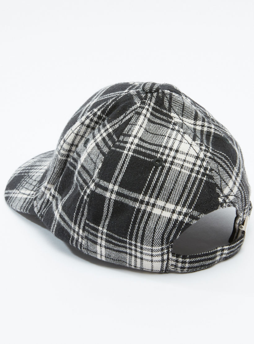 Chequered Cap with Plate Buckle Closure-men-caps-image-3