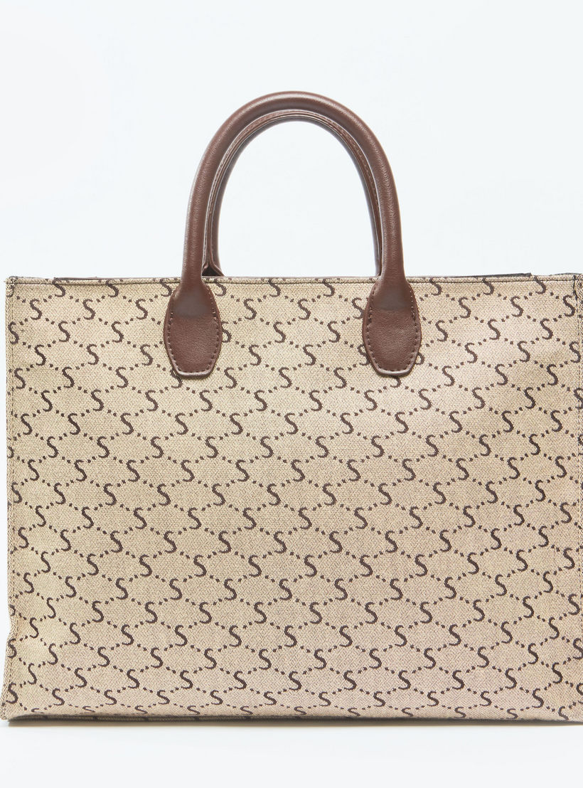 Printed Tote Bag with Twin Handles-women-bagsandwallets-handbags-image-1