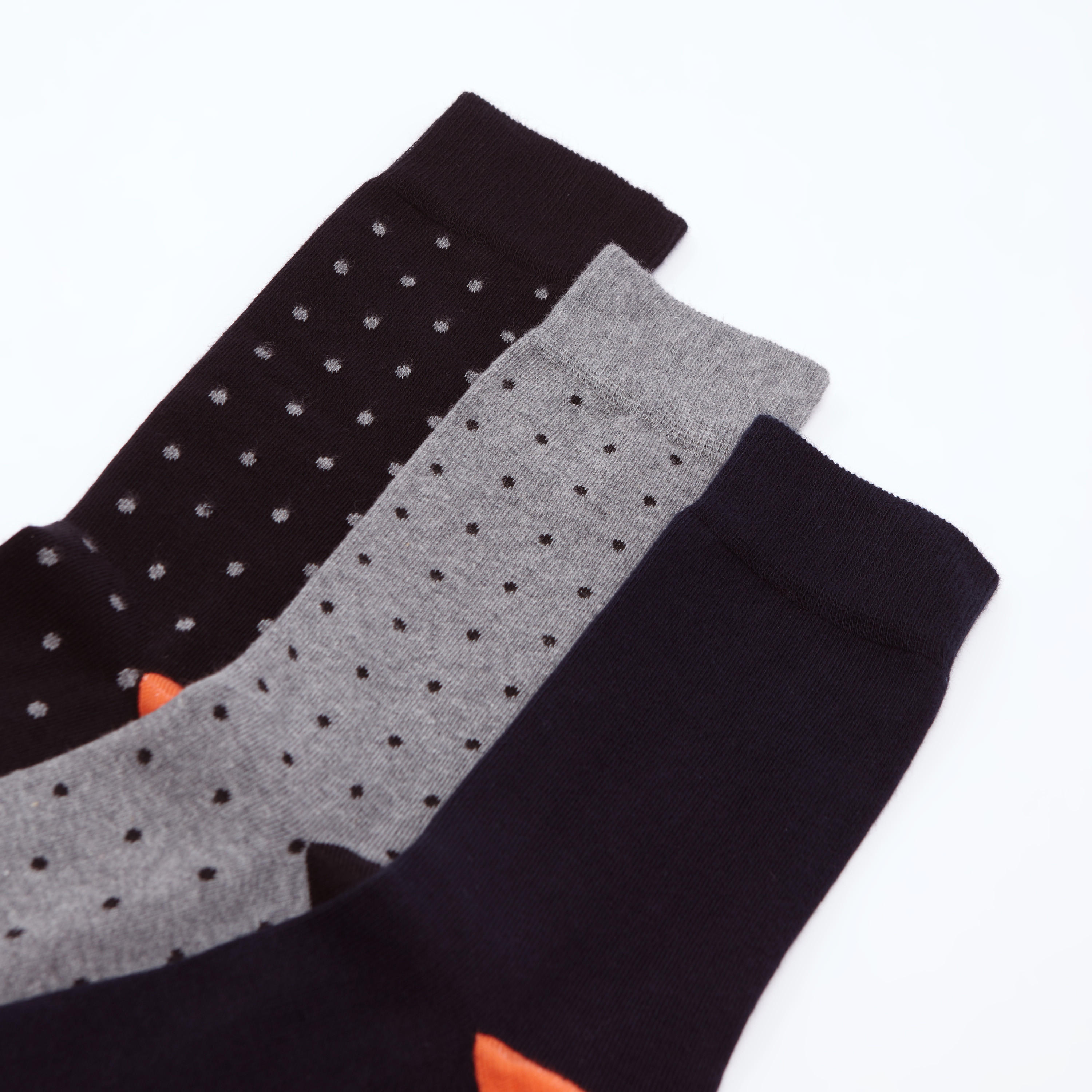 جوارب متنوعة بطول ربلة الساق بحوّاف مضلّعة - طقم من 3 أزواج-men-socks-image-2