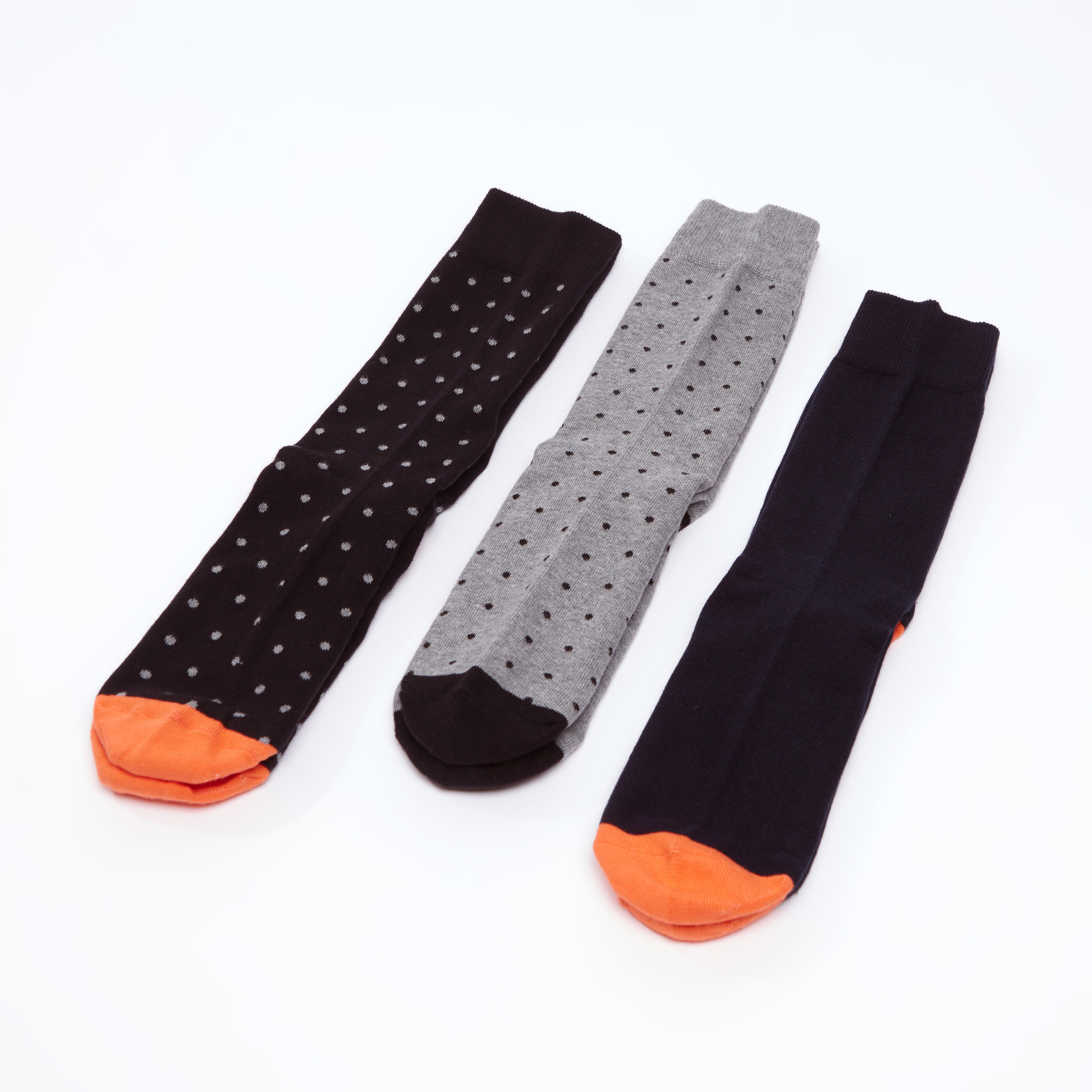 جوارب متنوعة بطول ربلة الساق بحوّاف مضلّعة - طقم من 3 أزواج-men-socks-image-3