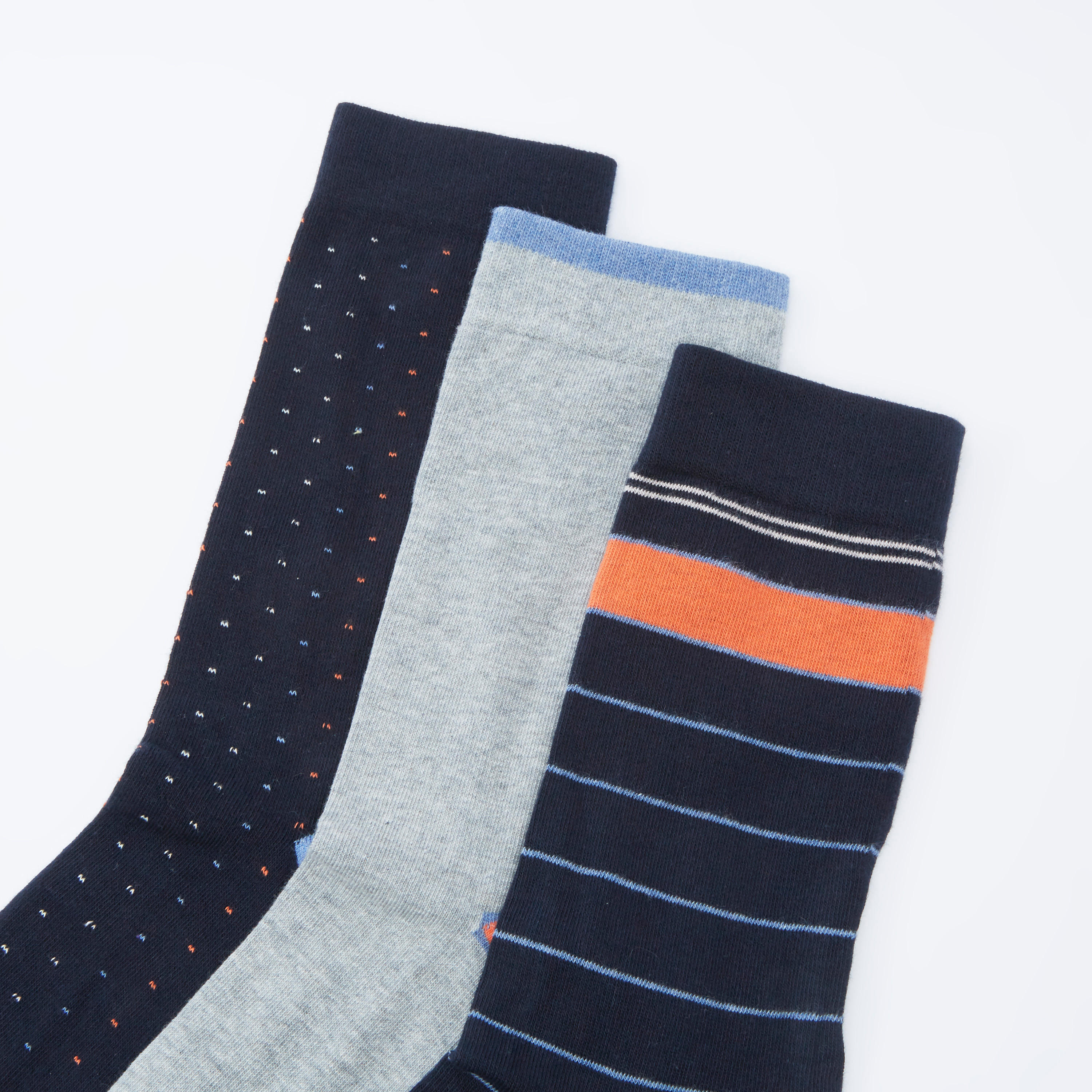 جوارب متنوعة بطول متوسط بحواف أساور - طقم من 3 أزواج-men-socks-image-2